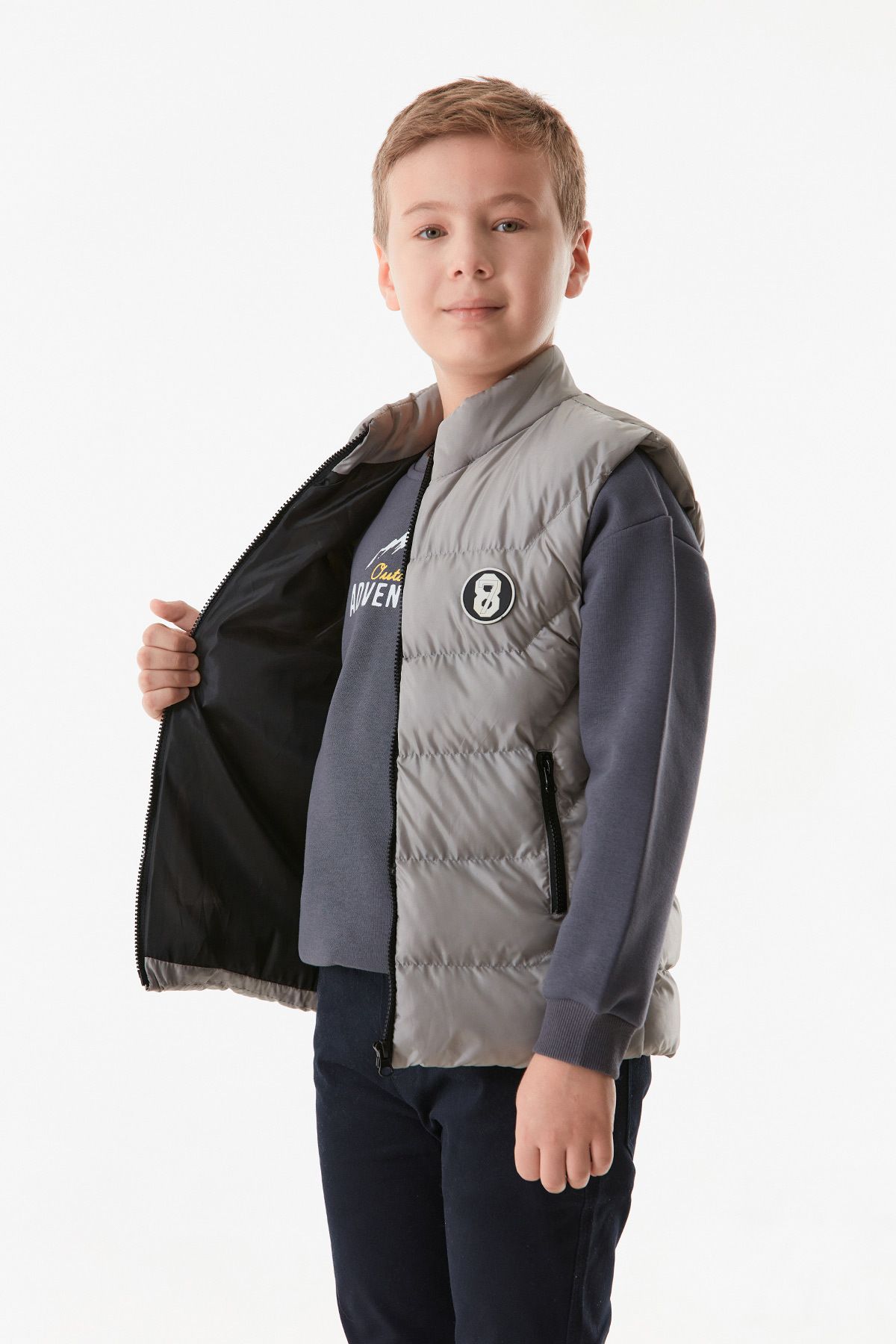 Fulla Moda-Zippered Stand Collar Boy's Inflatable Vest 2