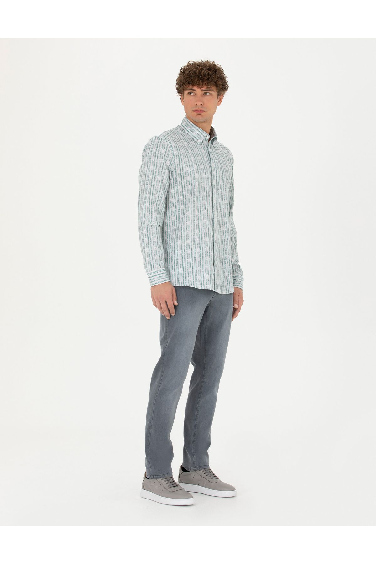 شلوار جین مردانه مناسب خاکستری 50274330 VR024 Pierre Cardin