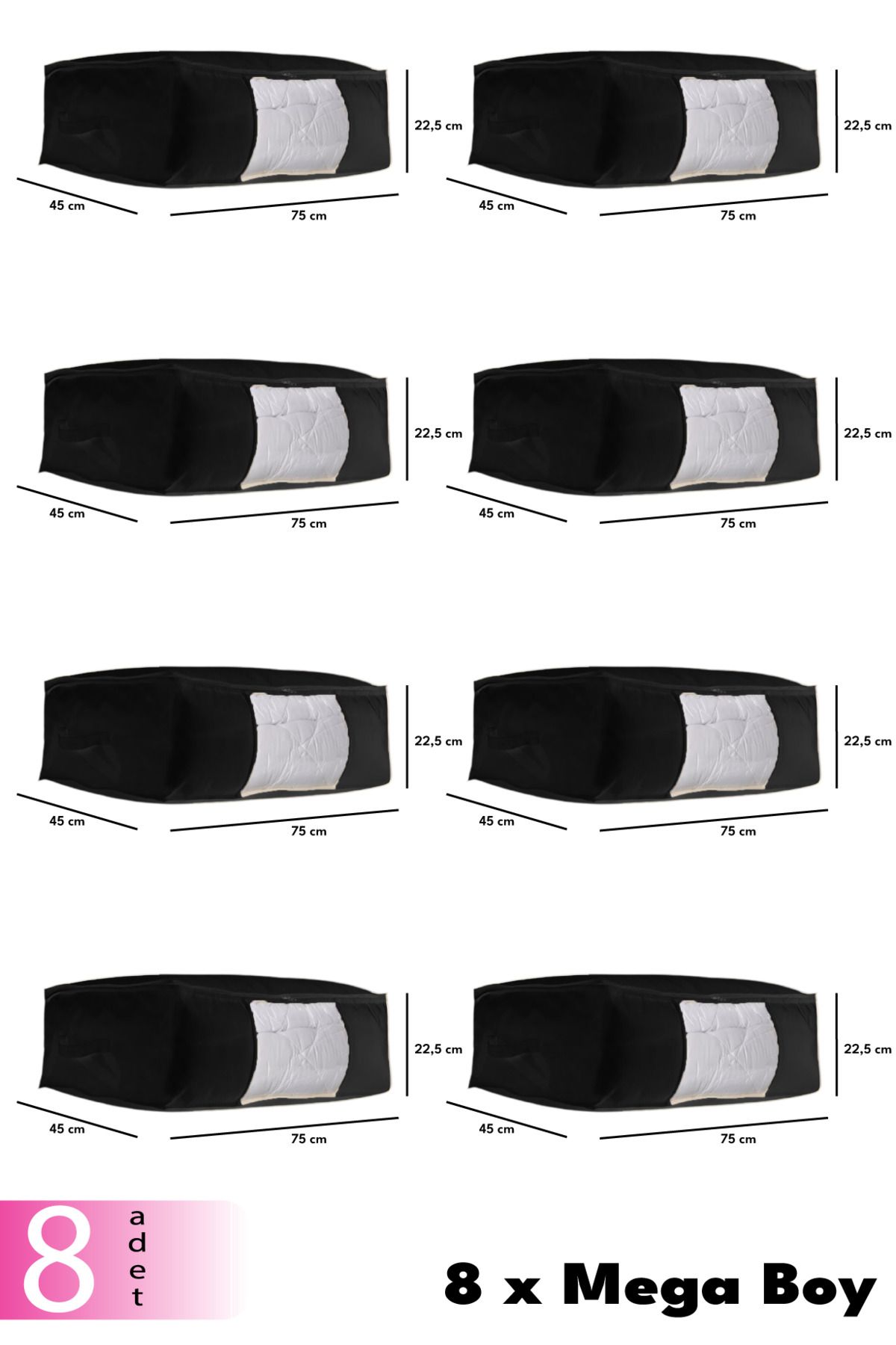 La Home Concept Set De 8 Sub Dulap Cu Fereastră Neagră - Pilota Dulap Și Sac De Îmbrăcăminte 75x45x45 - One Size