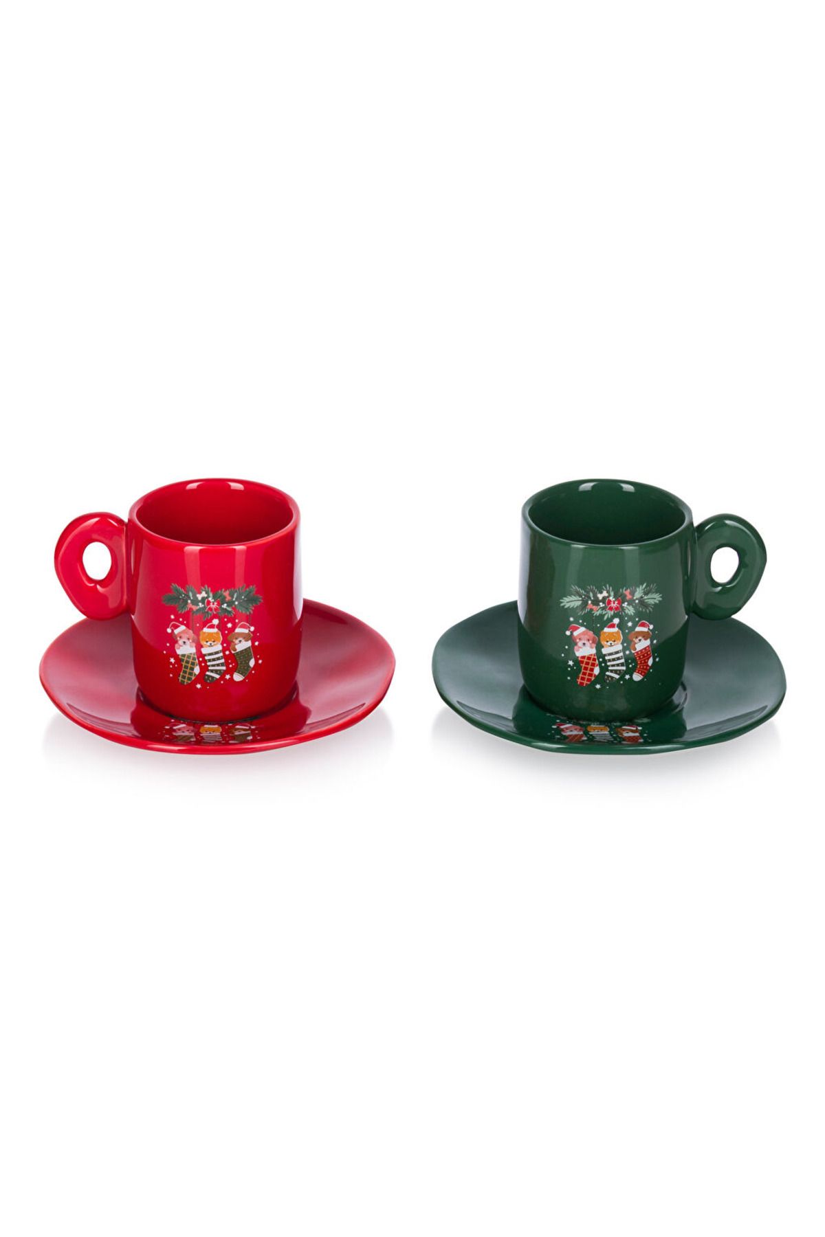 LC Waikiki-Mixed Printed New Year Themed Porcelain Coffee Cup Set 90 ml 6