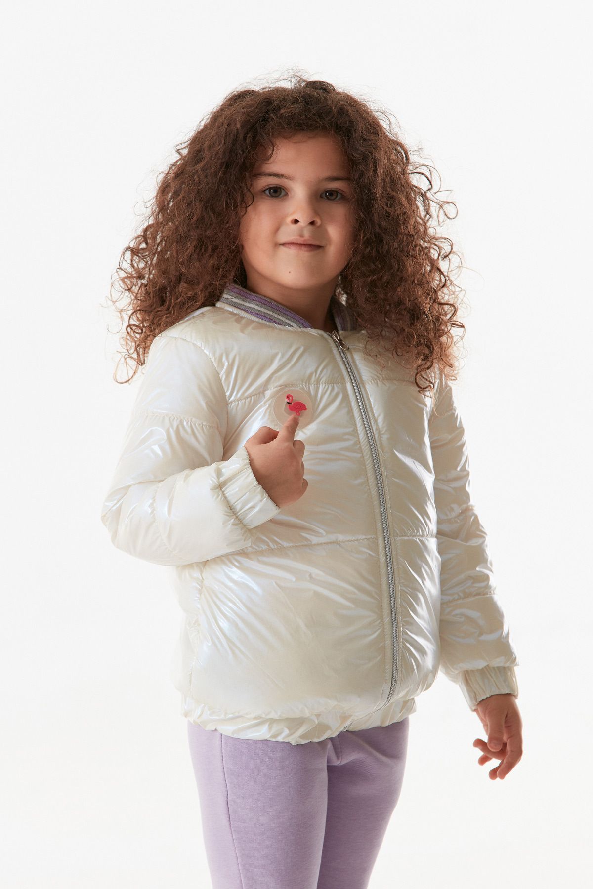 Fulla Moda-Flamingo Embroidered Lighted Girls' Coat 3