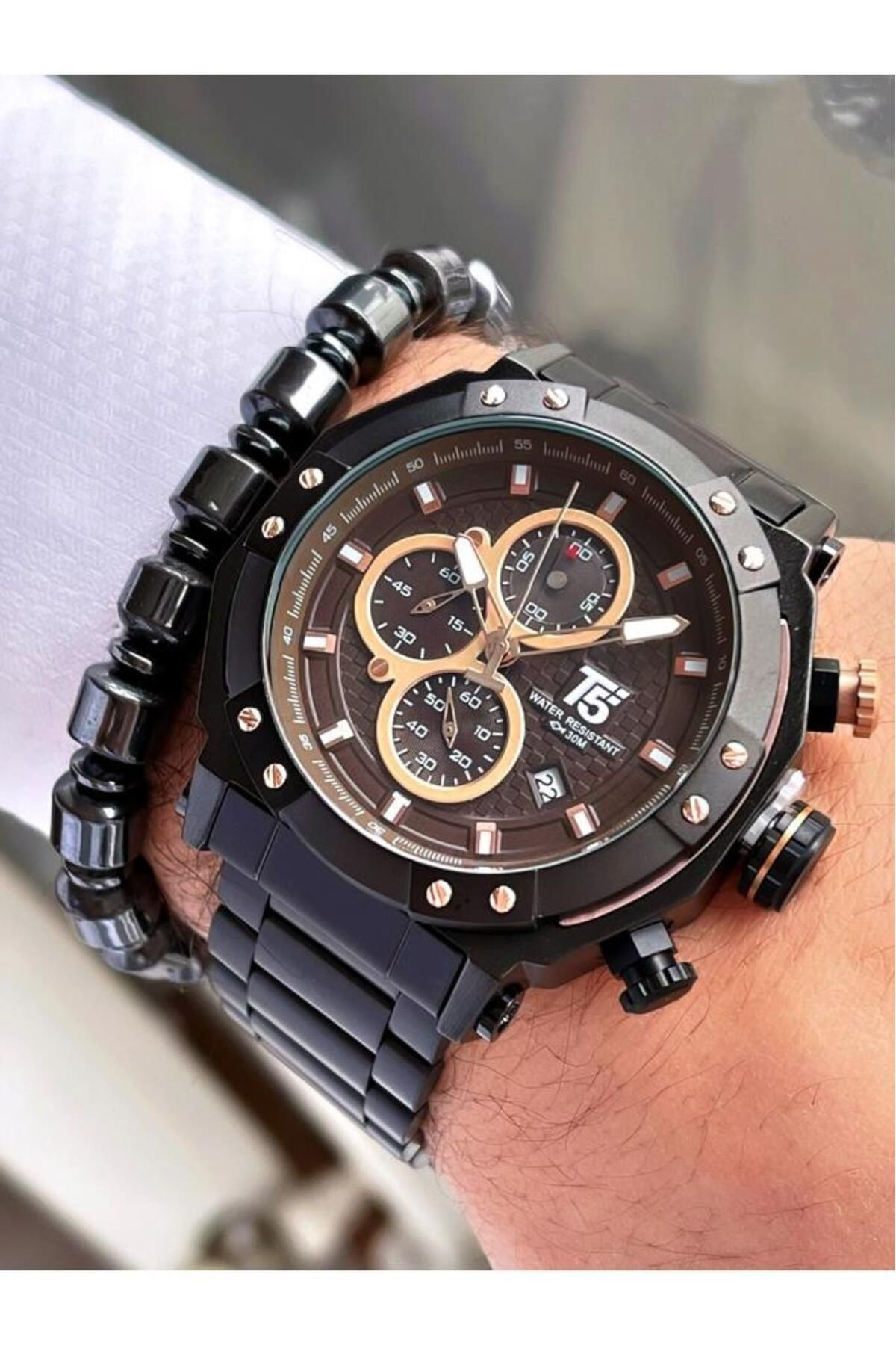 T5 Saat-Mrd11626 T5 Black Color Function Men's Wristwatch Bracelet 2