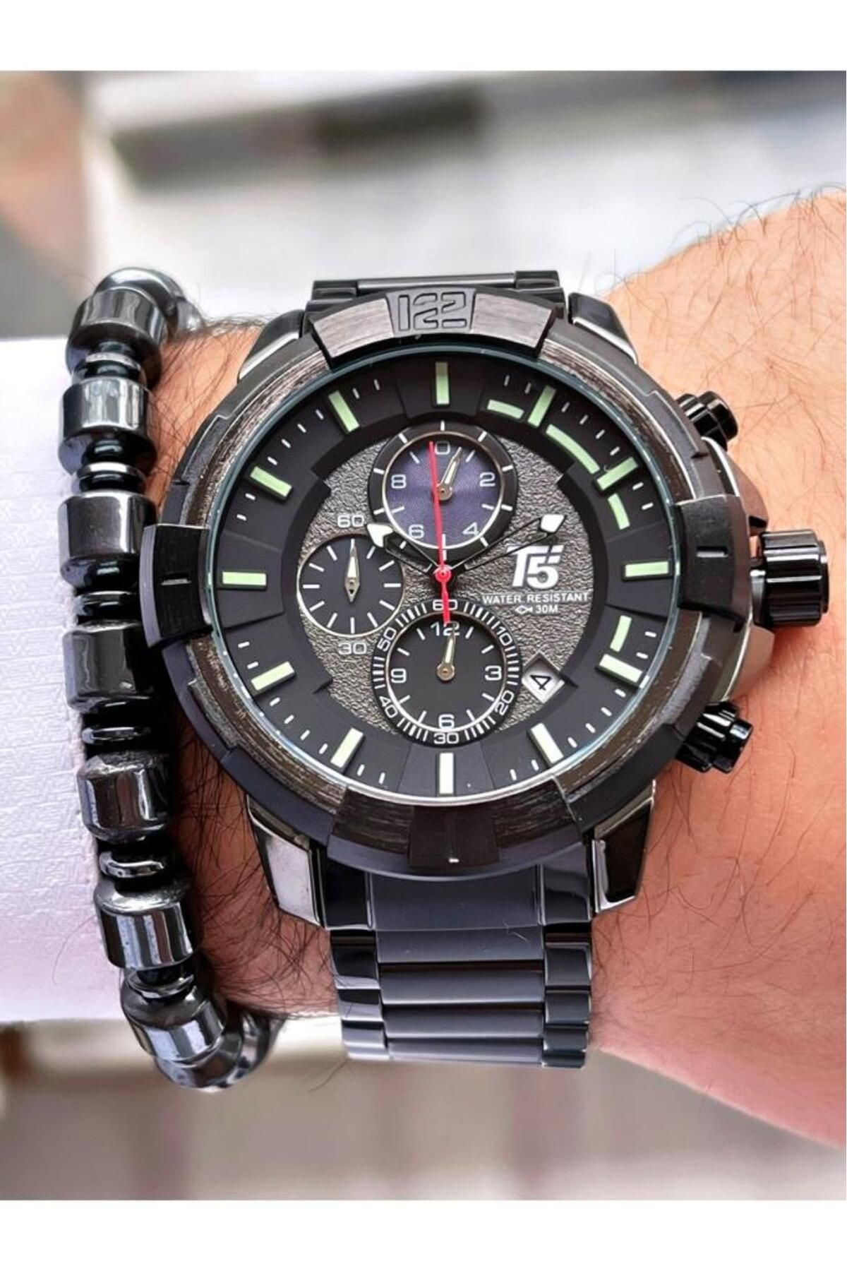 T5 Saat-Mrd11628 T5 Black Color Function Men's Wristwatch 2