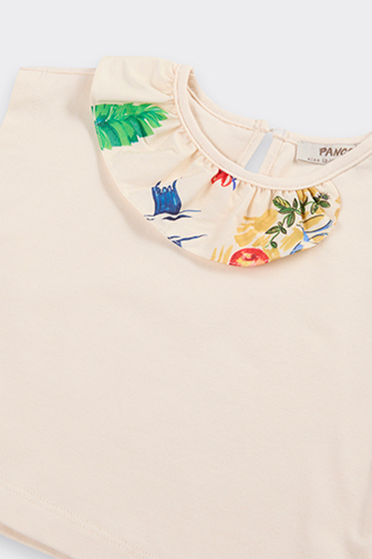 Panço Kız Bebek Yakası Fırfır Detaylı Bej Tişört fotoğrafı 3 (önizleme)