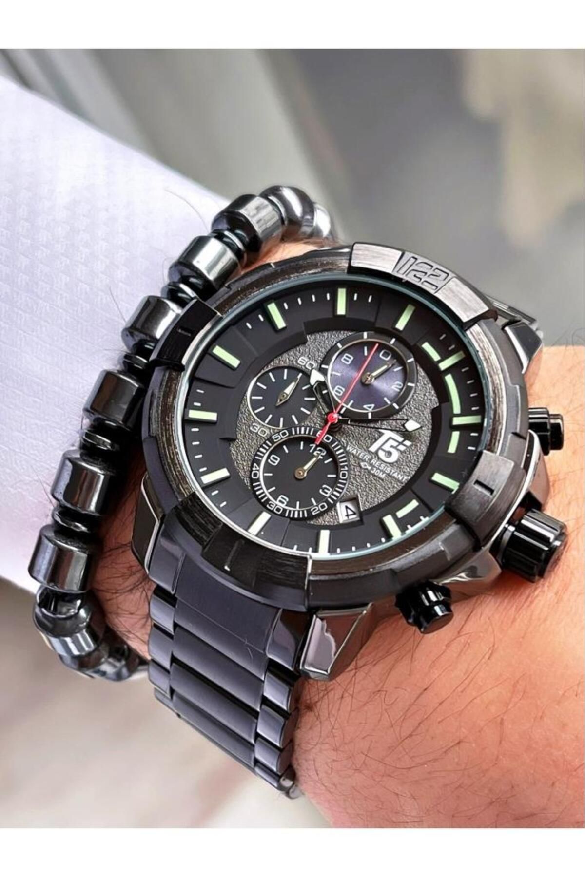 T5 Saat-Mrd11628 T5 Black Color Function Men's Wristwatch 5