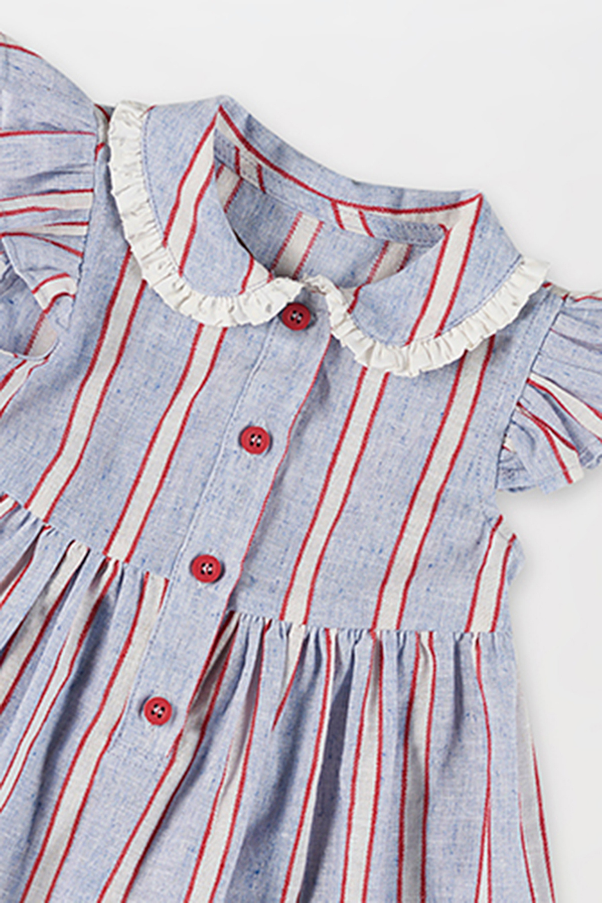 Panço Kız Bebek Çizgi Desenli Mavi Elbise fotoğrafı 3 (önizleme)