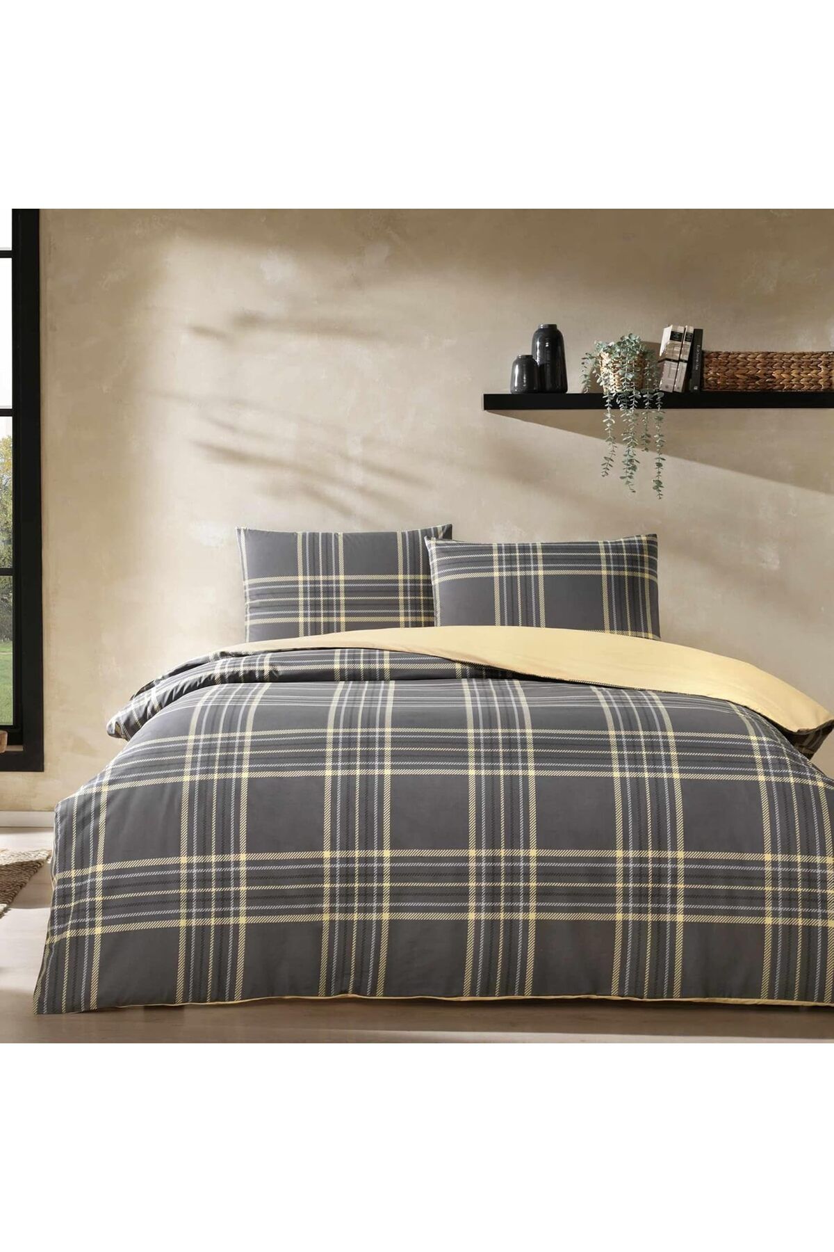 STOREMAX Aspen Ranforce Geometrik Desenli%100 Pamuk Nevresim Takımı, Antrasit, Tek Kişilik 5420