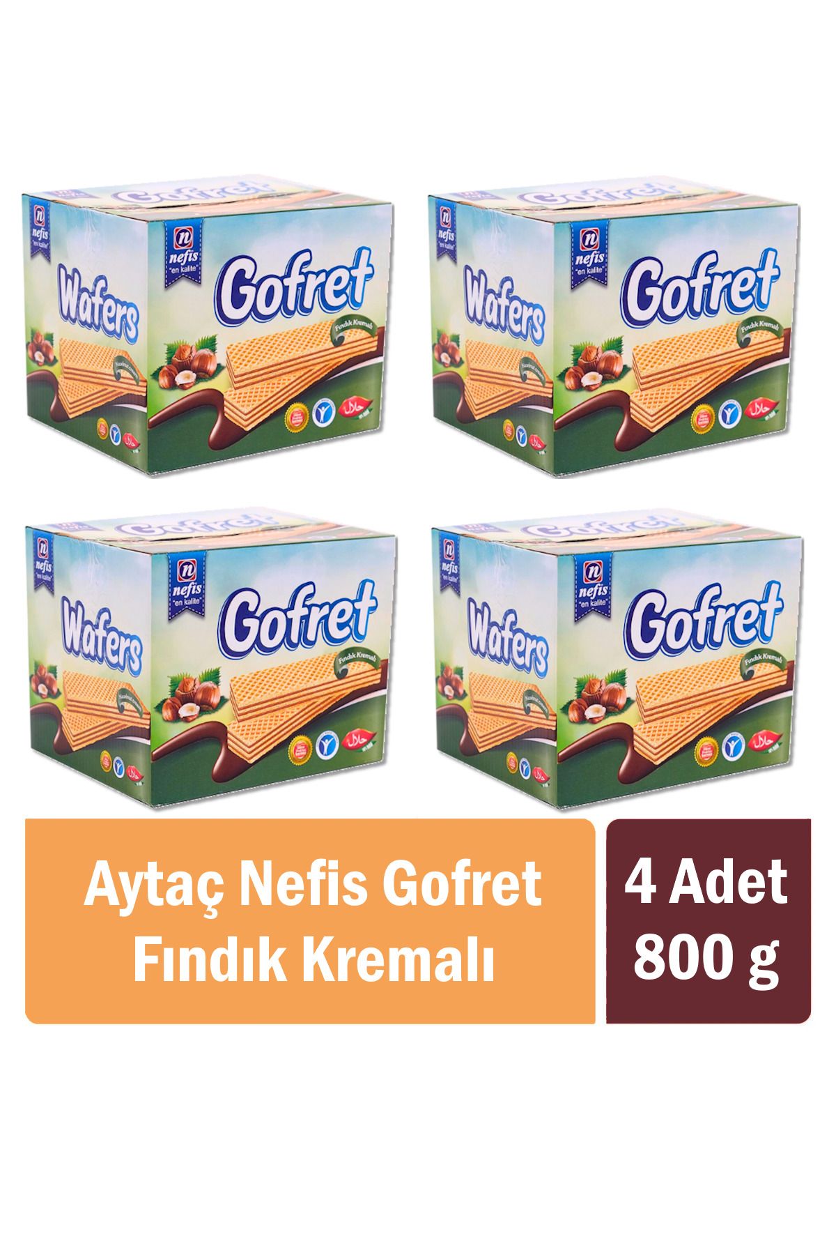 Aytaç Nefis Gofret Fındık Kremalı 800 gr x 4 Adet