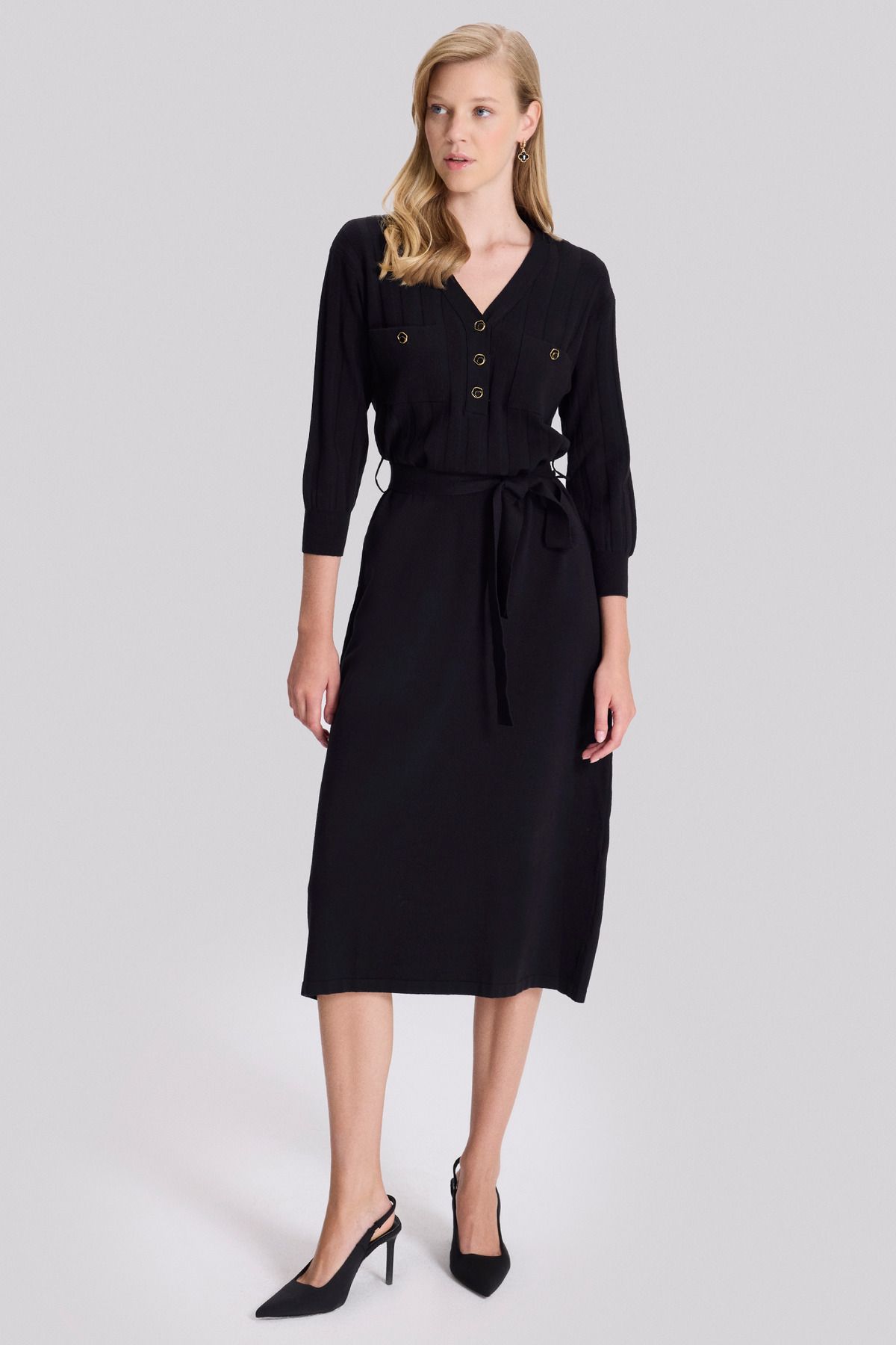 Naramaxx-Three-Quarter Sleeve Knitwear Dress 3