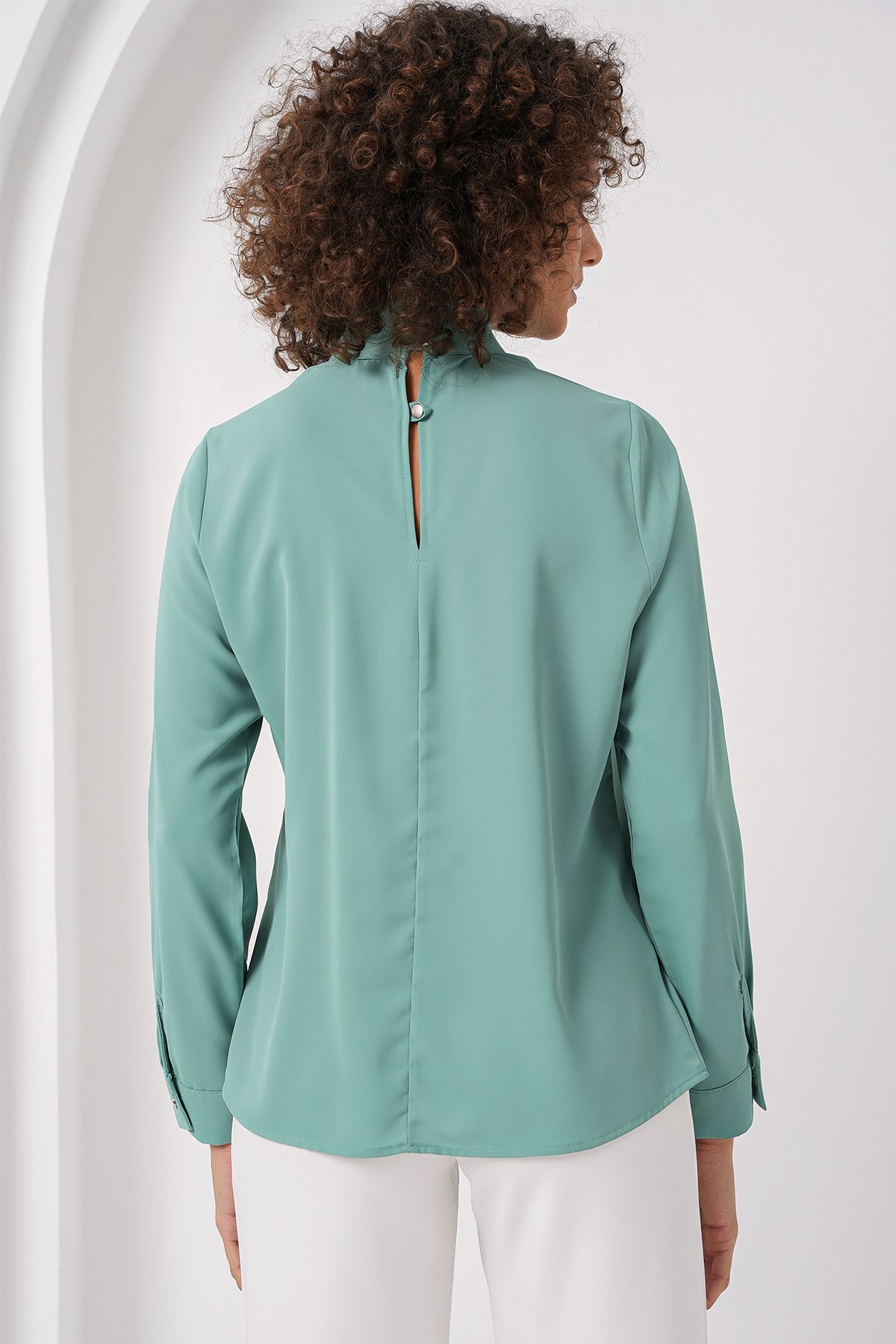Bigdart-0418 Window Detailed Blouse - Water Green 5