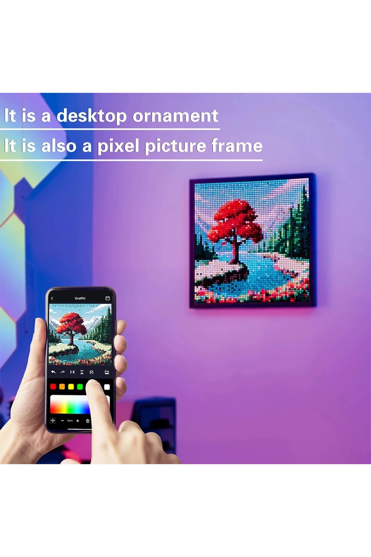 MtReal-Smart Pixel Display Screen Night Light Digital Frame with APP Control 64 X 64 LED Panel Display F... 5