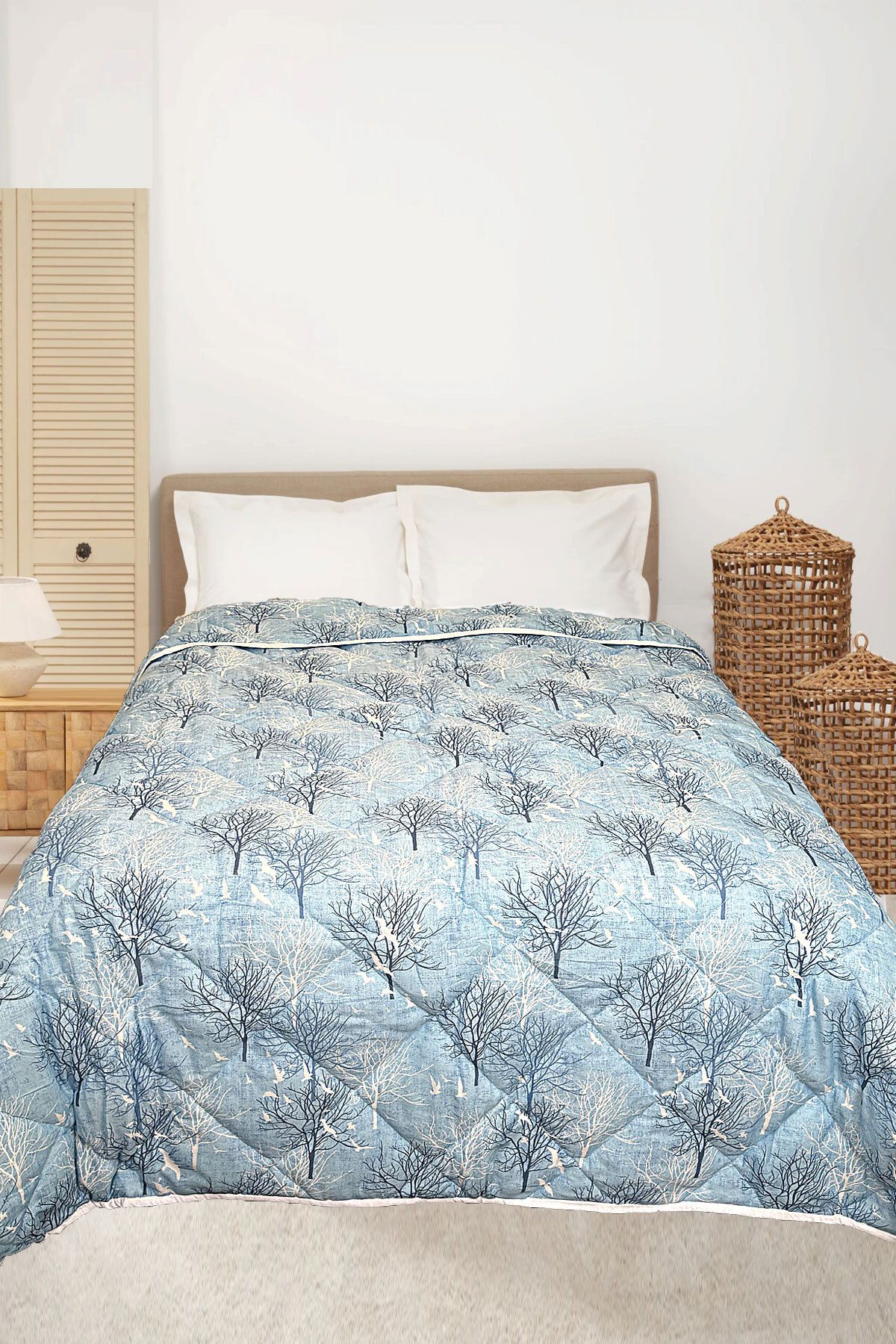 SİHİRLİ AYAKLAR-Washable Cotton Filled Double Patterned Quilt - 195X215 1