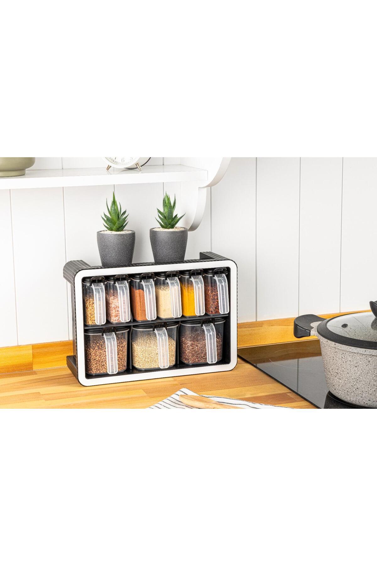 demirosa-9-Piece Spice Rack Set with Stand Spice Rack Set with Spoon Spice Set 7