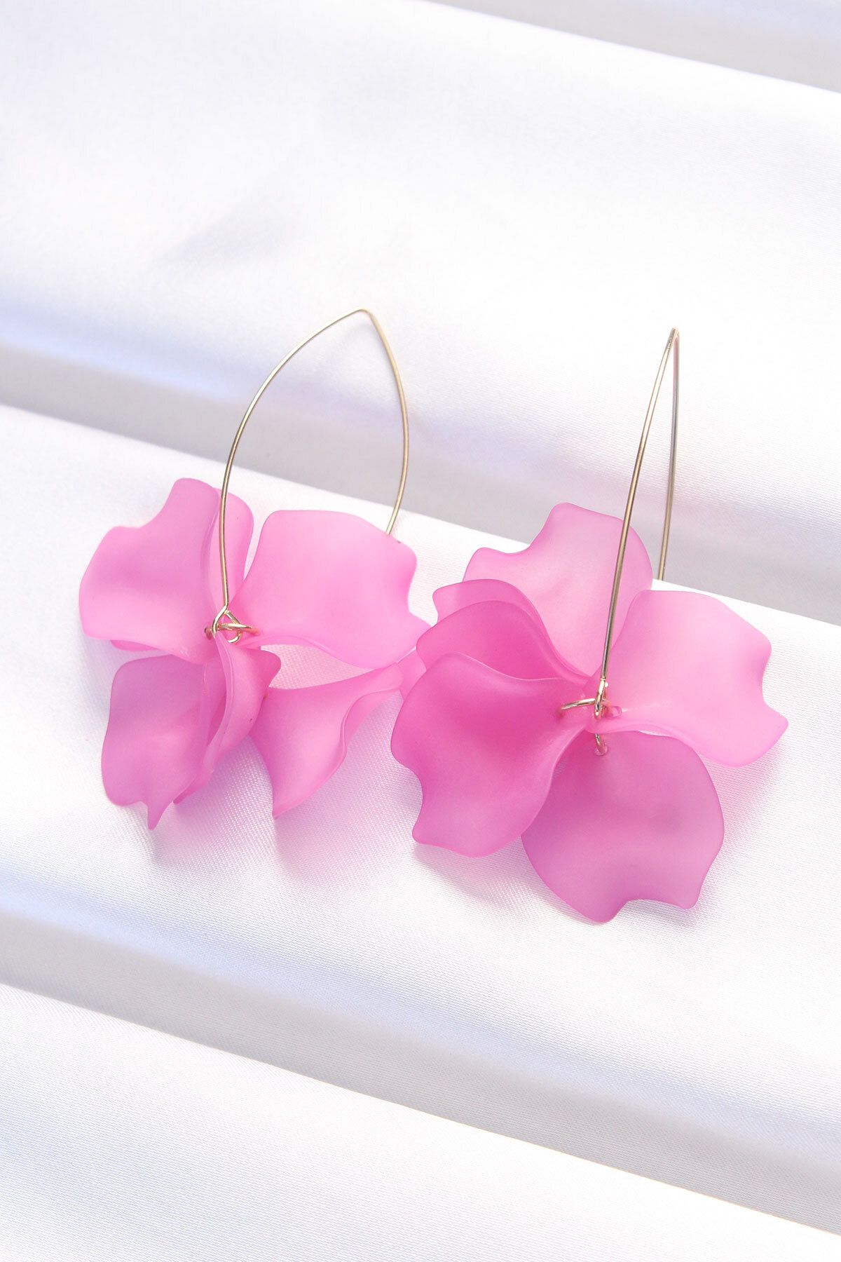 BZK ACCESSORİES Fuşya Renk Çiçek Küpe