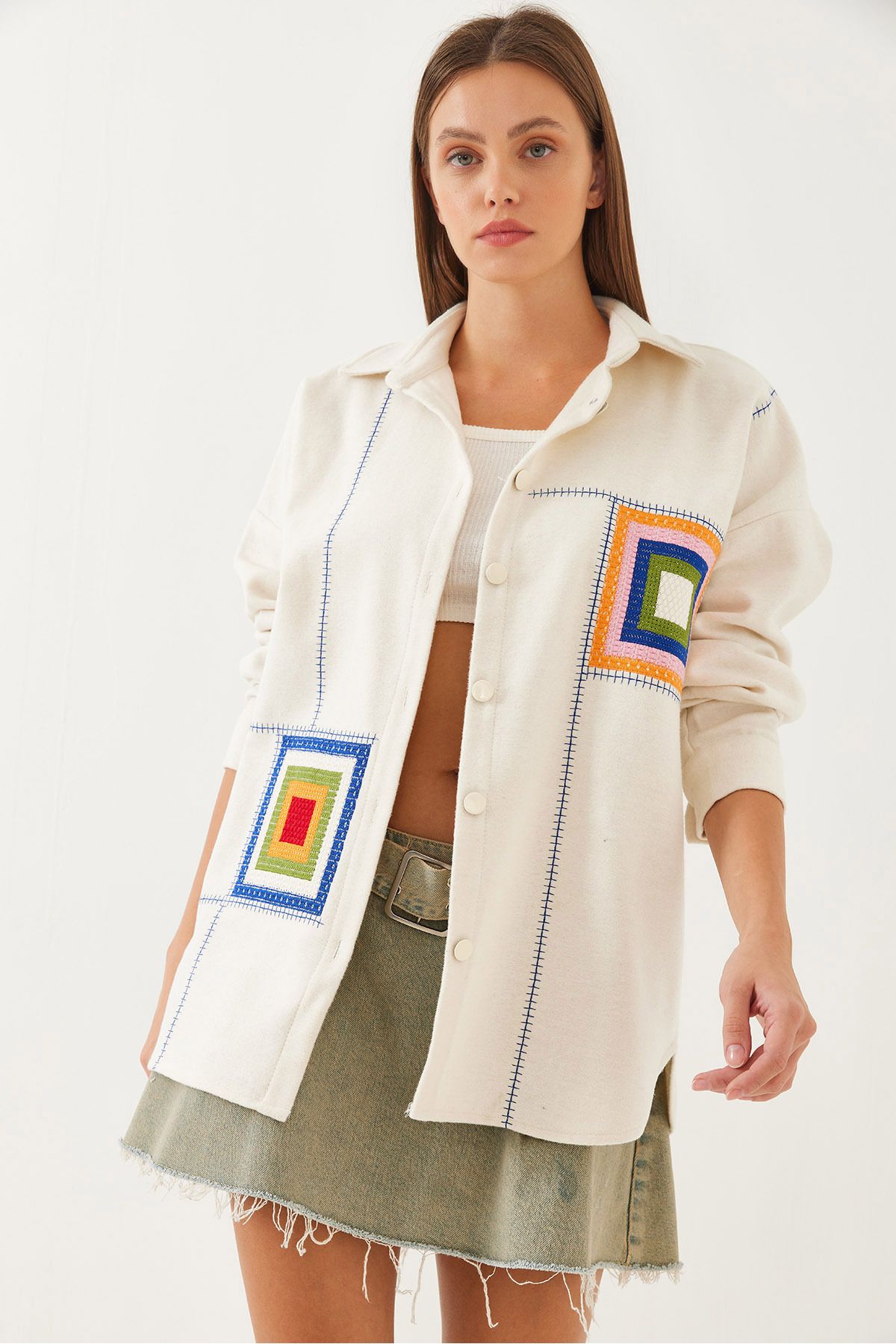 Bianco Lucci-Damen-Hemd mit Stickerei-Details 60351009 7
