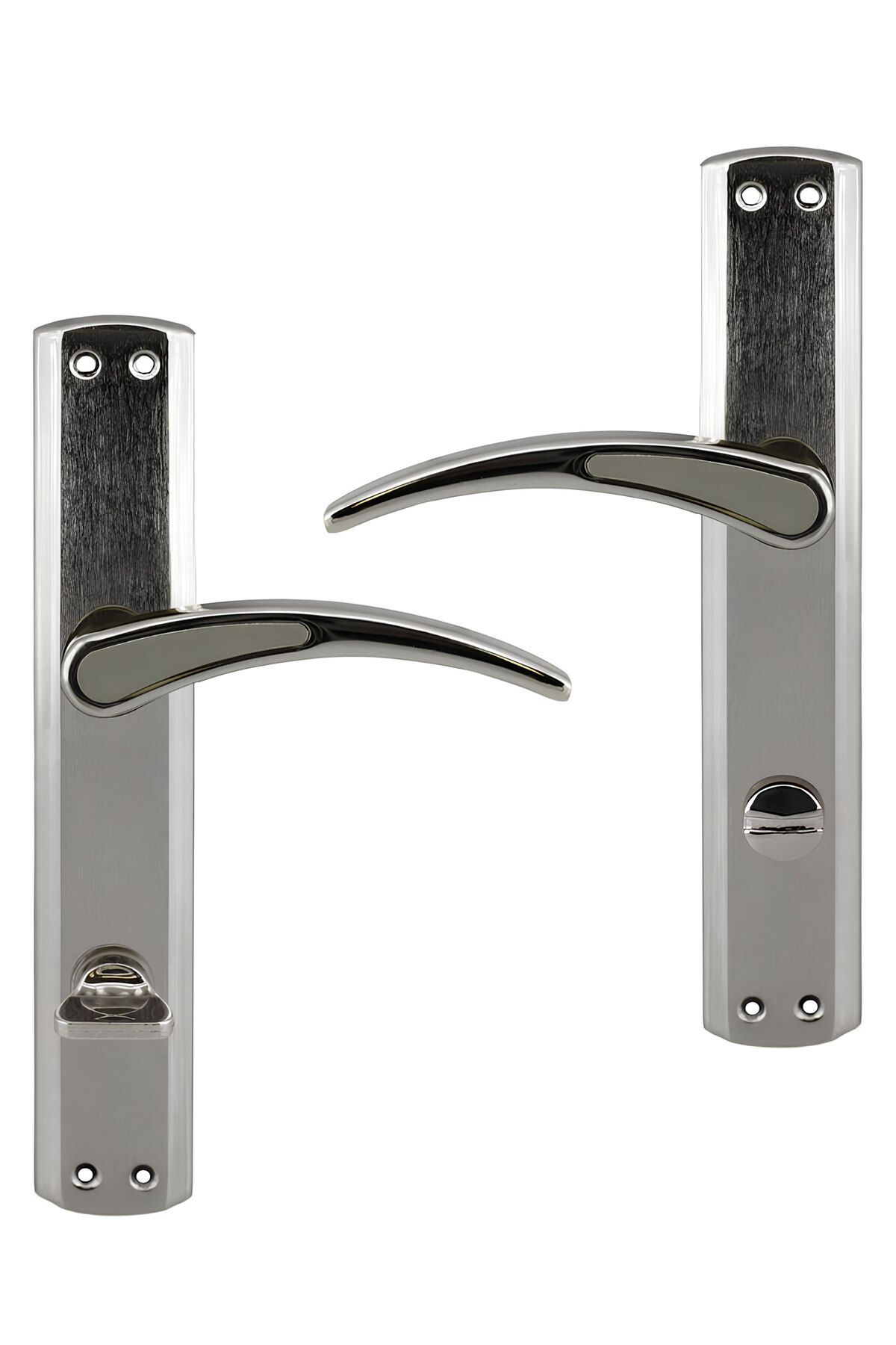 Badem10-Atlas Wc - Nickel Inox Mirrored, Lockable Bathroom Door, Suitable for Right and Left 1 Set 5