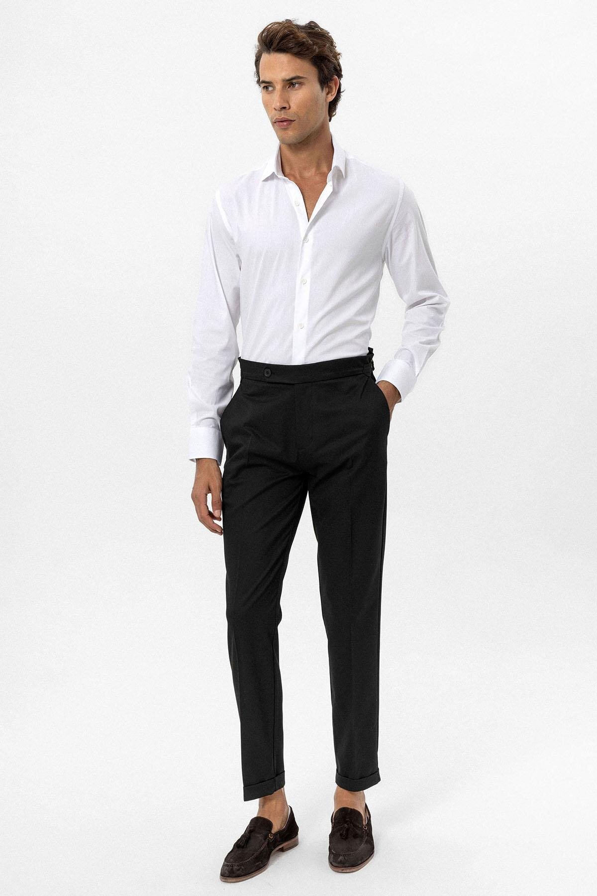 Yüksek Bel Regular Fit Erkek Pantolon — مشکی A24Y2756-AI7 — تصویر 2 از 6