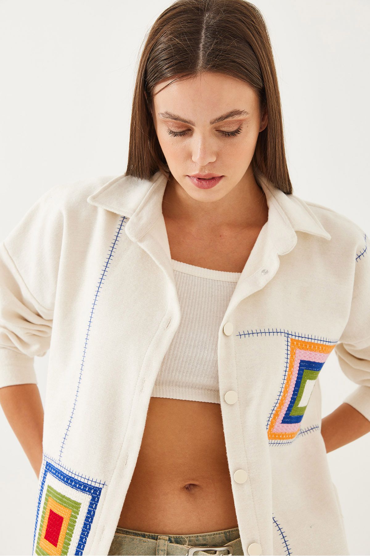 Bianco Lucci-Damen-Hemd mit Stickerei-Details 60351009 5