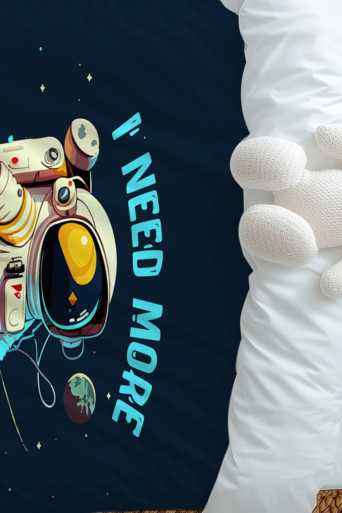 3D ELSE HALI-Boy's Blue Astronaut Patterned Single Duvet Cover Set with Pillowcase 4