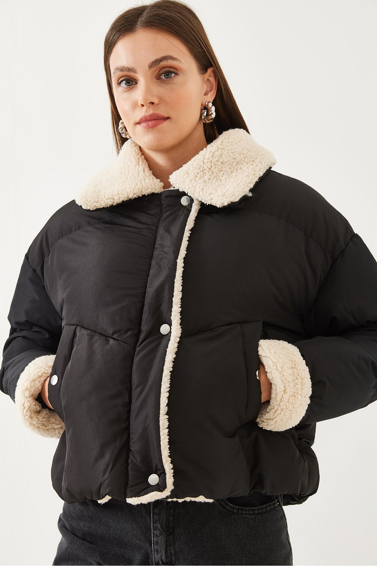 Bianco Lucci-Dámská plyšová detailní bunda Hk-003 60351017 2