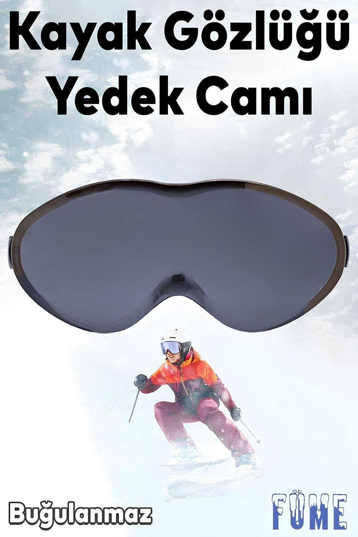 Badem10 Bellasimo Çerçevesiz Kayak Gözlüğü Camı Lens Değiştirebilir Cam Antifog Güneş Kar Gözlük Camı Füme