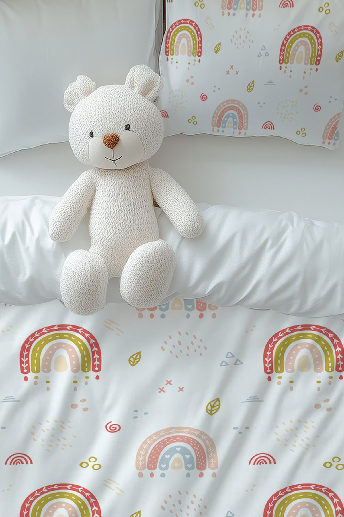 3D ELSE HALI-Minimal Rainbow Patterned Girl's Single Duvet Cover Set with Pillowcase 2