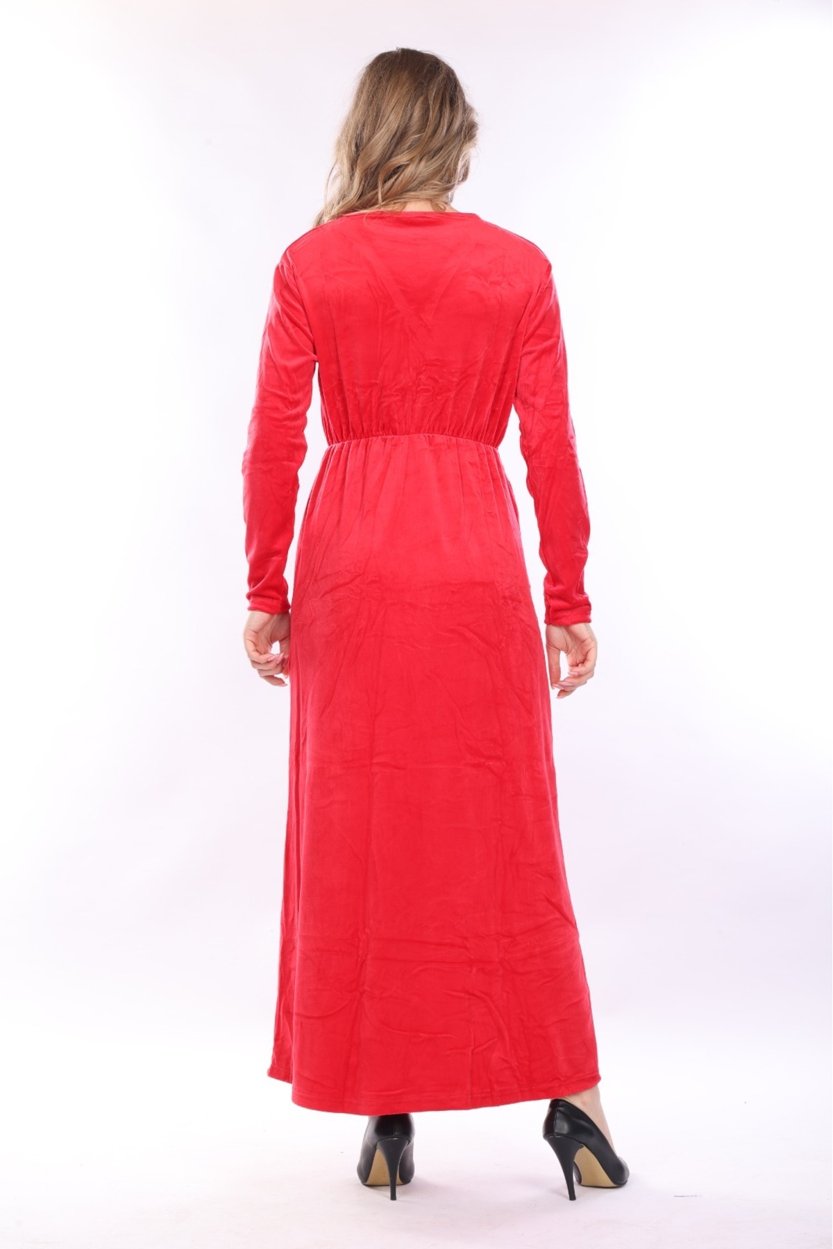 mervemoda-Women's Long Sleeve Velvet Dress 4
