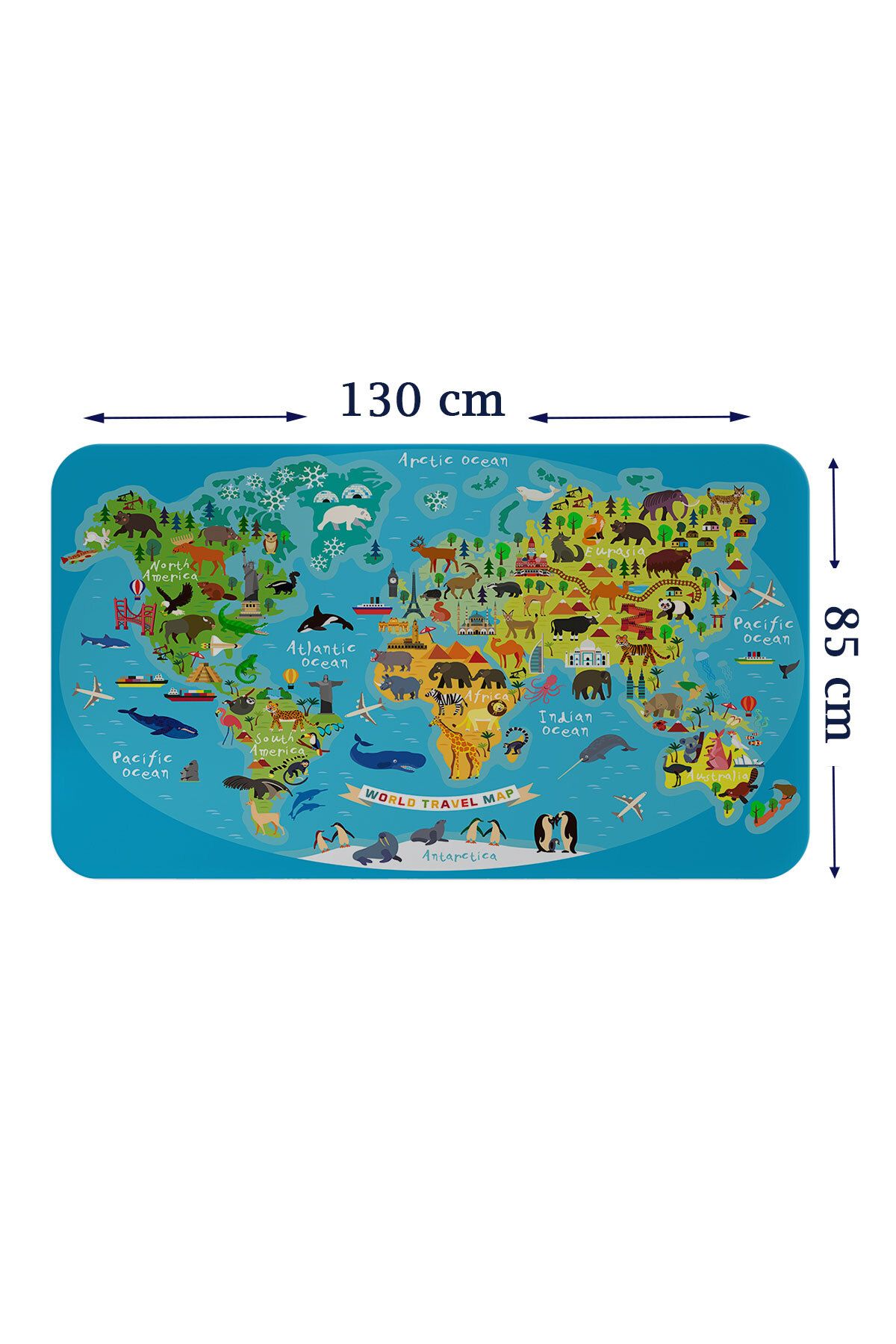 Haye Collection Eğitici Dünya Haritası Dünya Atlası Çocuk ve Bebek Odası Duvar Sticker-85x130-3808