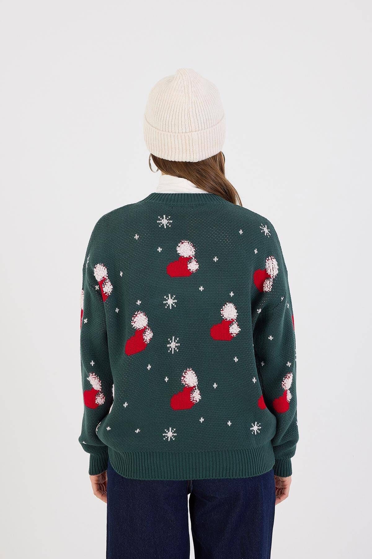 Addax-Snowflake Christmas Themed Knitwear Sweater K3335-B3 5