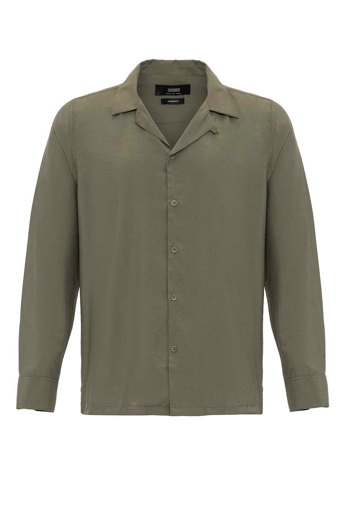 Antioch-Khaki Apache Collar Long Sleeve Men's Shirt 6