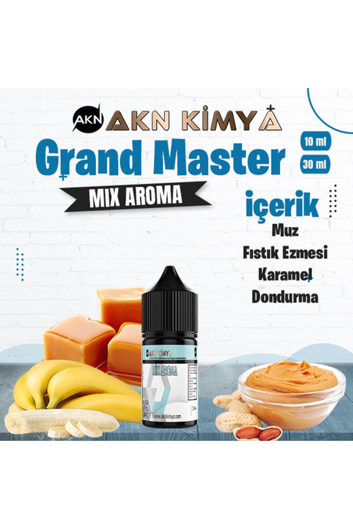 akn kimya Grand Master Five Pawns Mix Aroma Muz Fıstık Ezmesi Karamel Gıda Aroması 10 ml