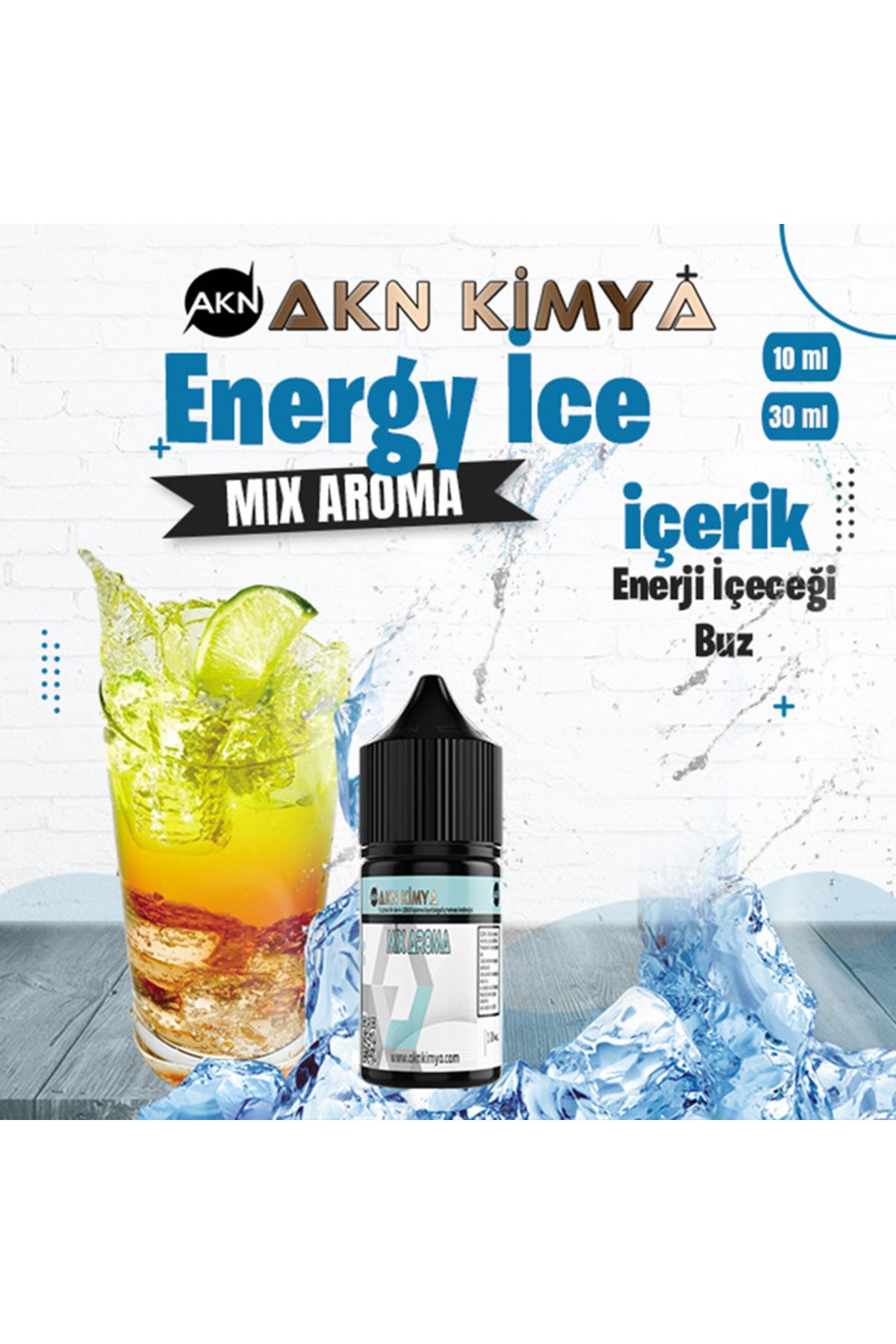 akn kimya Energy İce Mix Aroma Enerji İçeceği Buz Gıda Aroması 10 ml