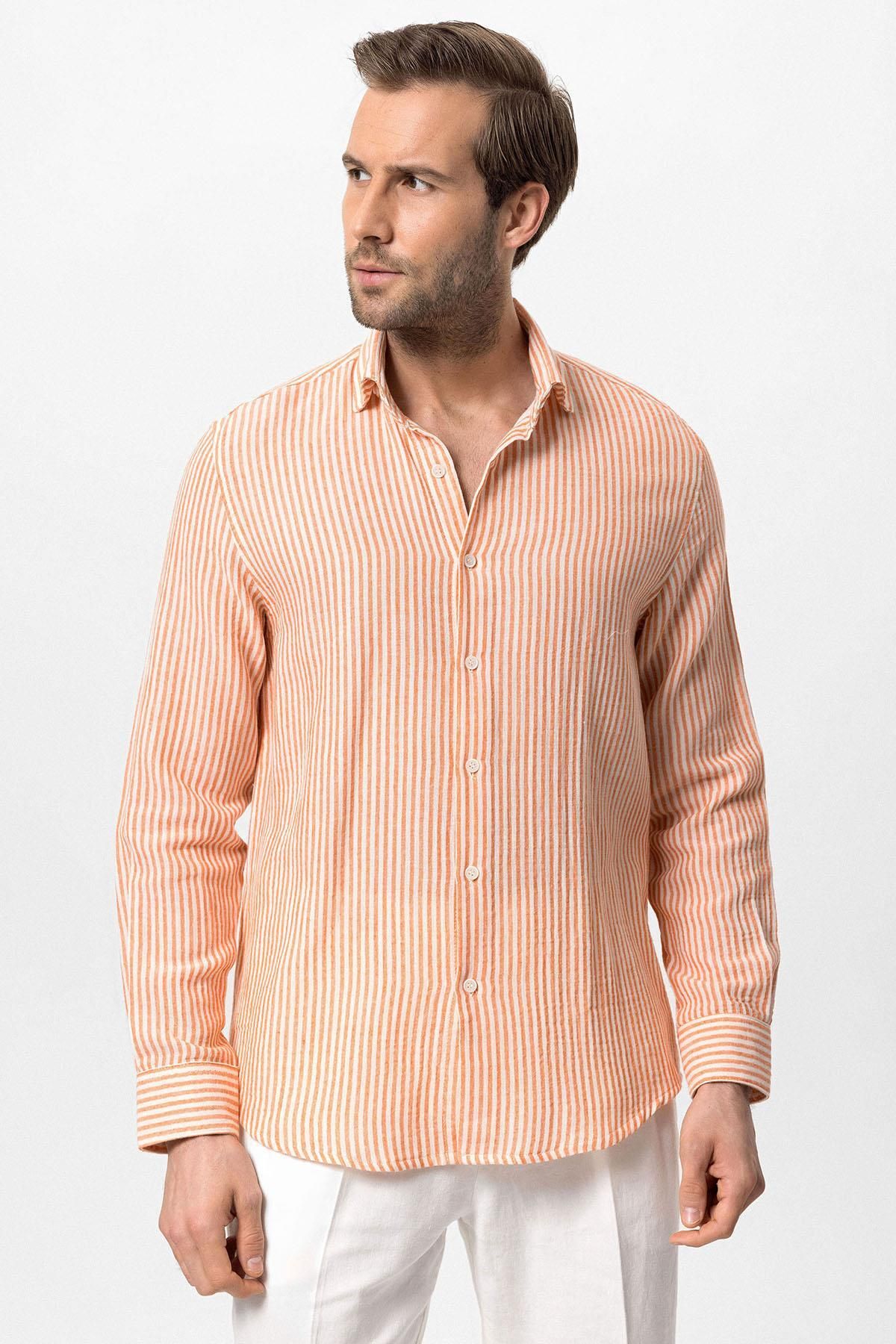 Antioch-Orange Striped Men's Shirt 1