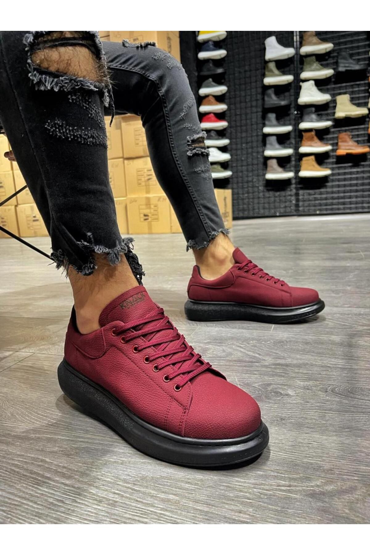 Knack-High Sole Casual Shoes 045 Claret Red (Black Sole) 2