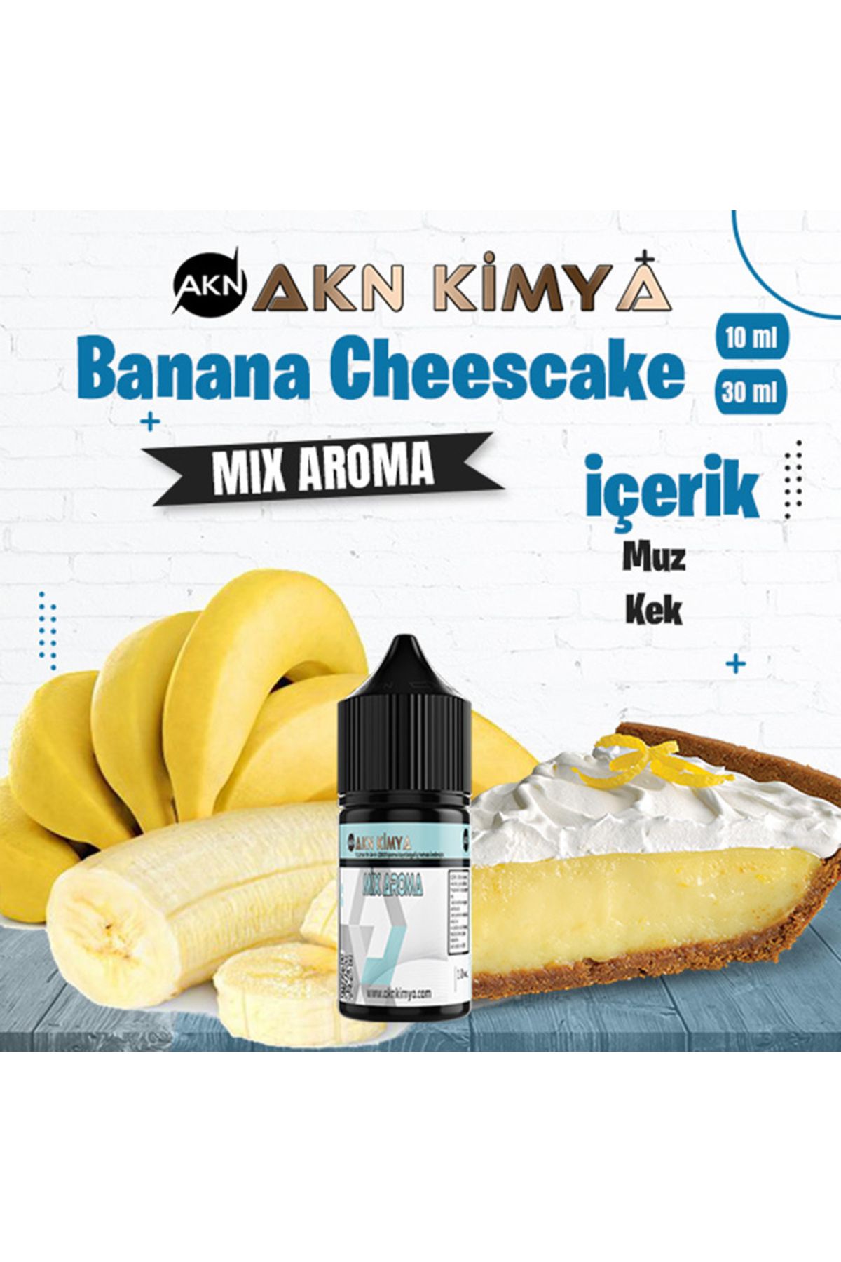 akn kimya Banana Cheescake Mix Aroma Muz Kek Gıda Aroması 10 ml