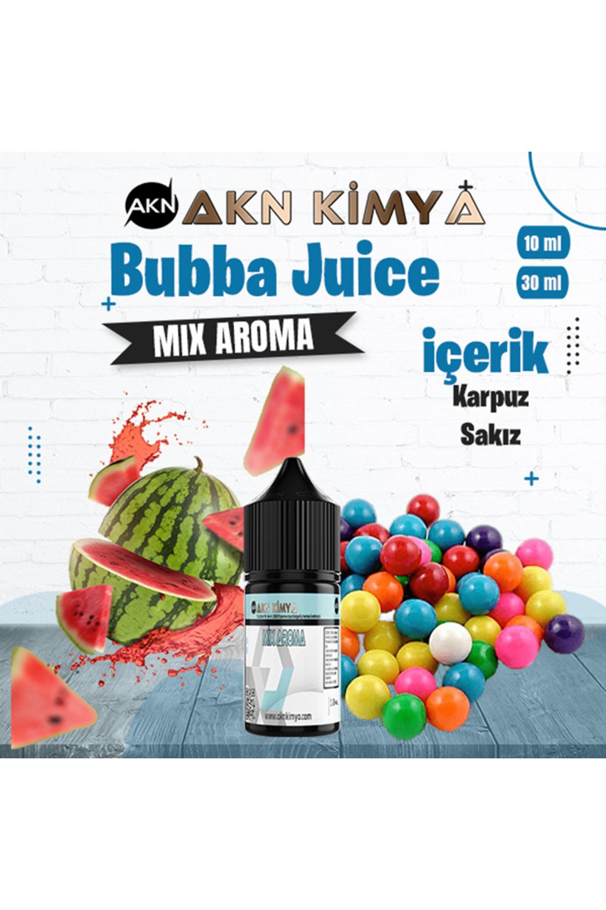 akn kimya Bubba Juice Mix Aroma Karpuz Sakız Gıda Aroması 10 ml