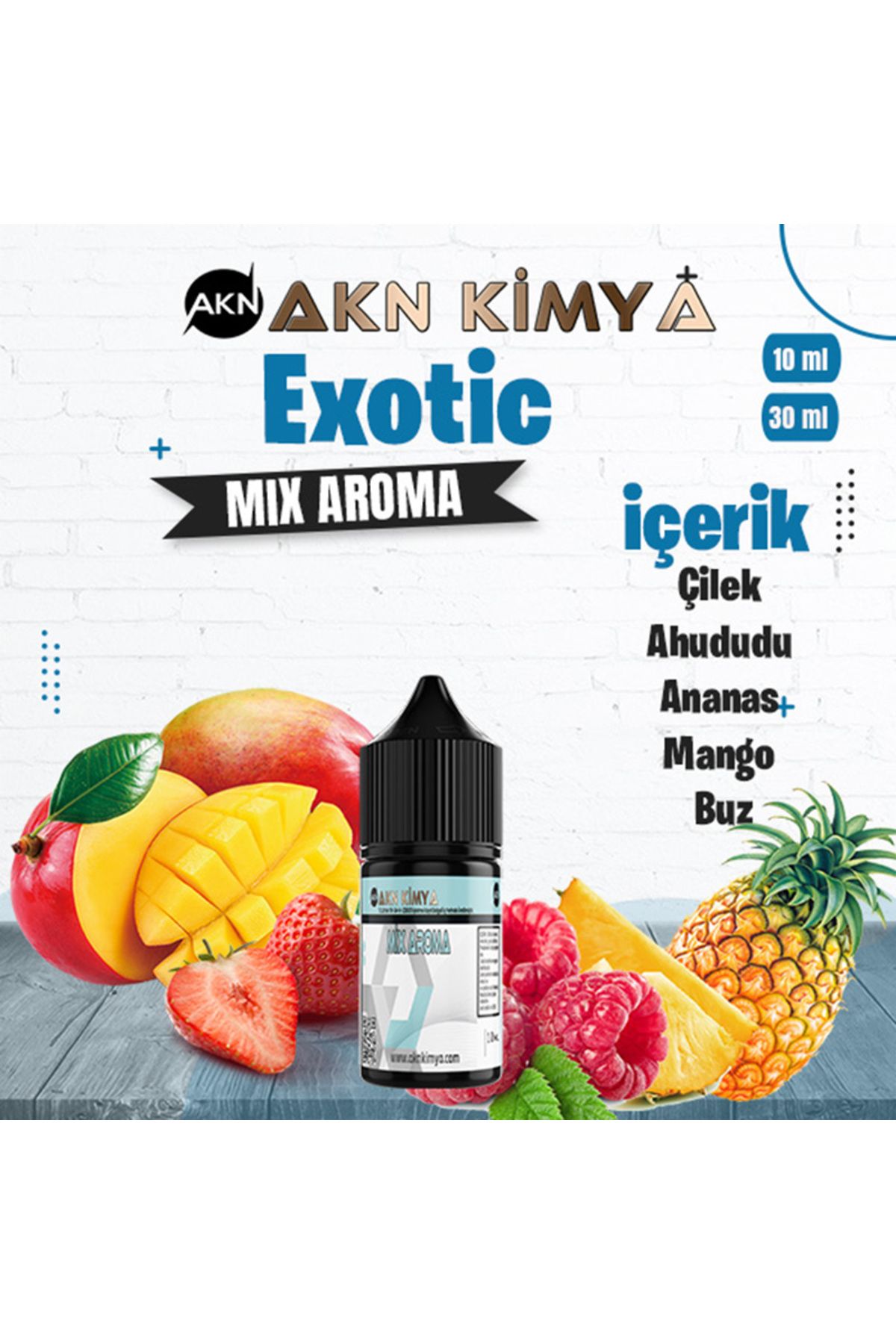 akn kimya Exotic Mix Aroma Çilek Ananas Mango Buz Gıda Aroması 10 ml