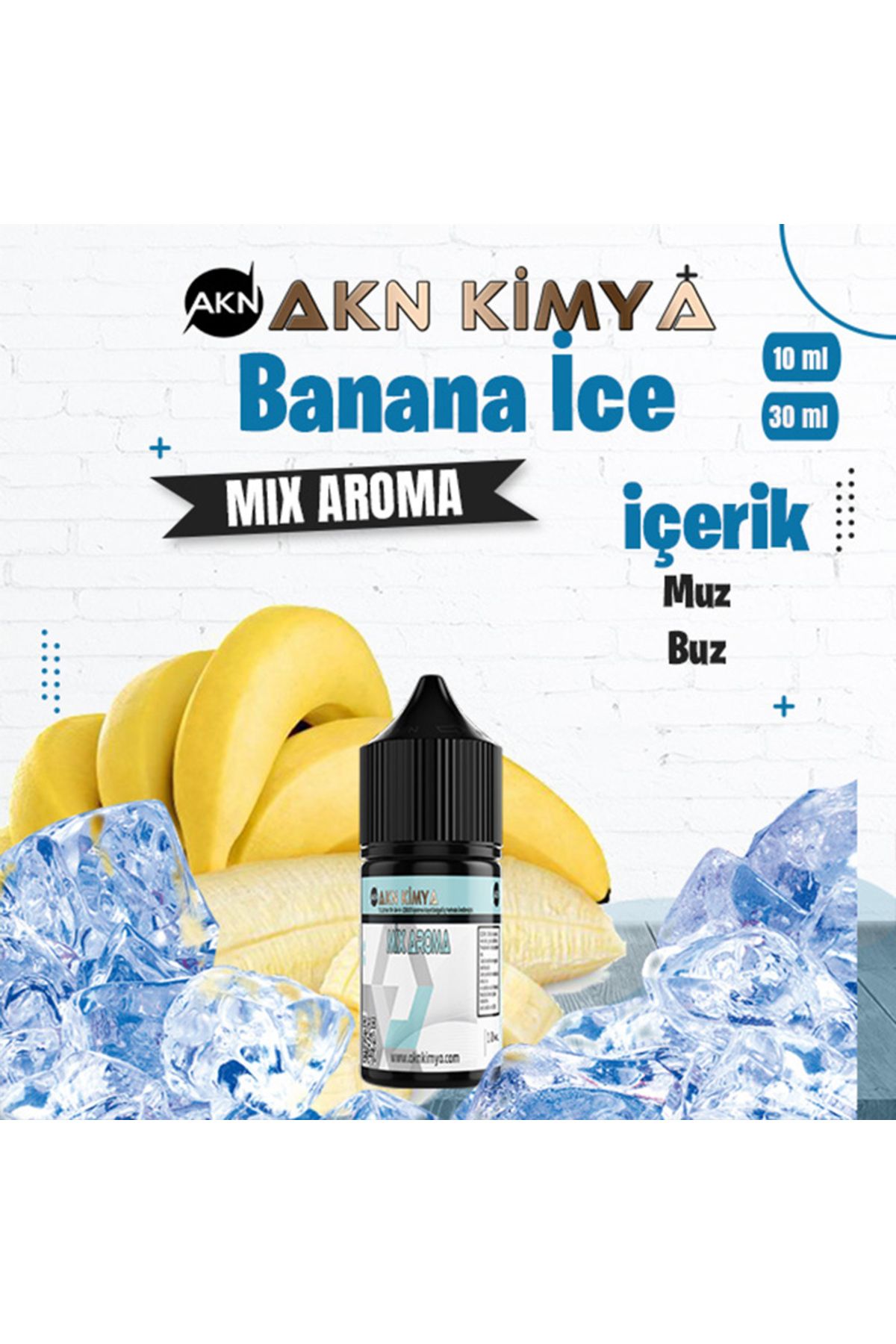 akn kimya Banana İced Mix Aroma Muz Buz Gıda Aroması 10 ml