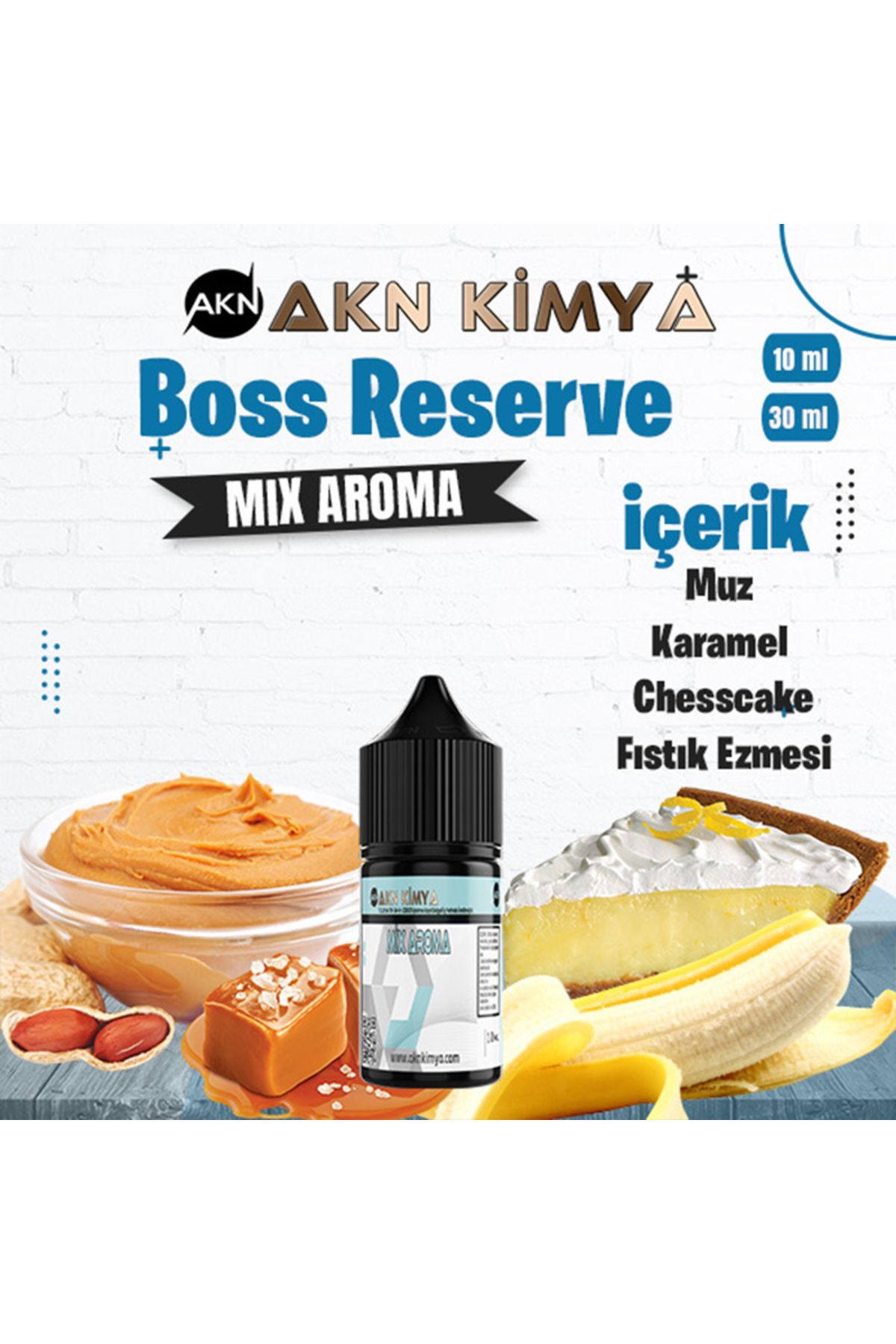 akn kimya Boss Reserve Cuttwood Mix Aroma Muz Karamel Cheescake Gıda Aroması 10 Ml