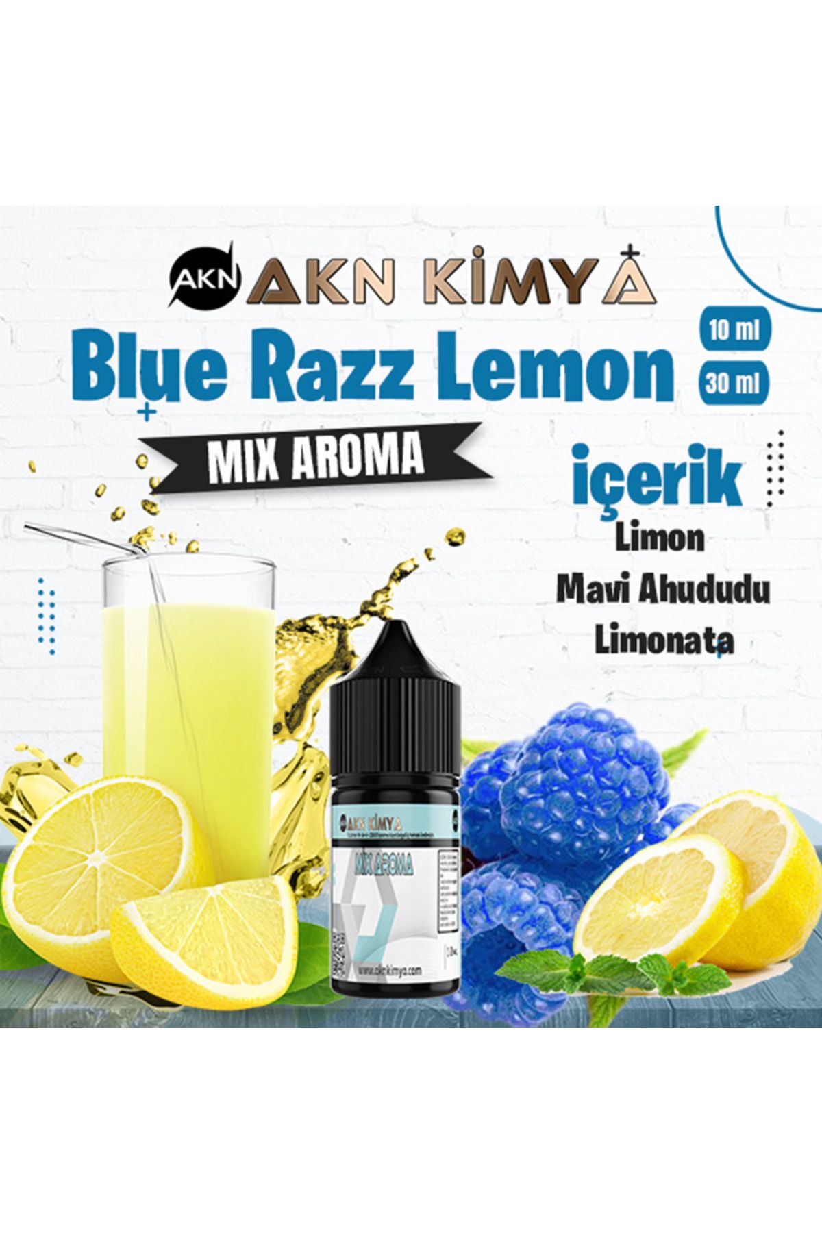 akn kimya Blue RazzLemonade Mix Aroma Limon Mavi Ahududu Gıda Aroması 10 ml