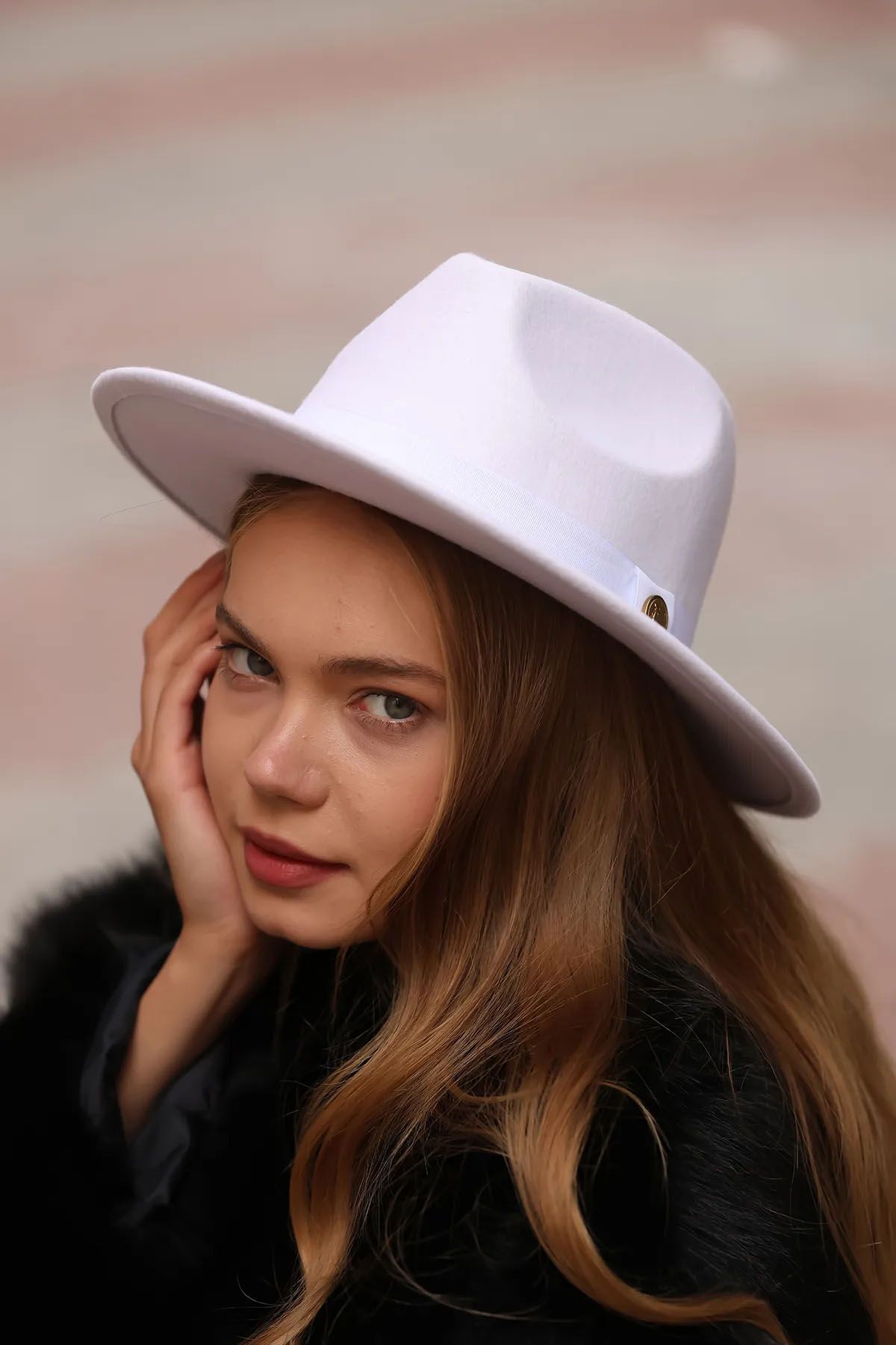 REMSA-White Button Detailed Fedora Hat 1145 5