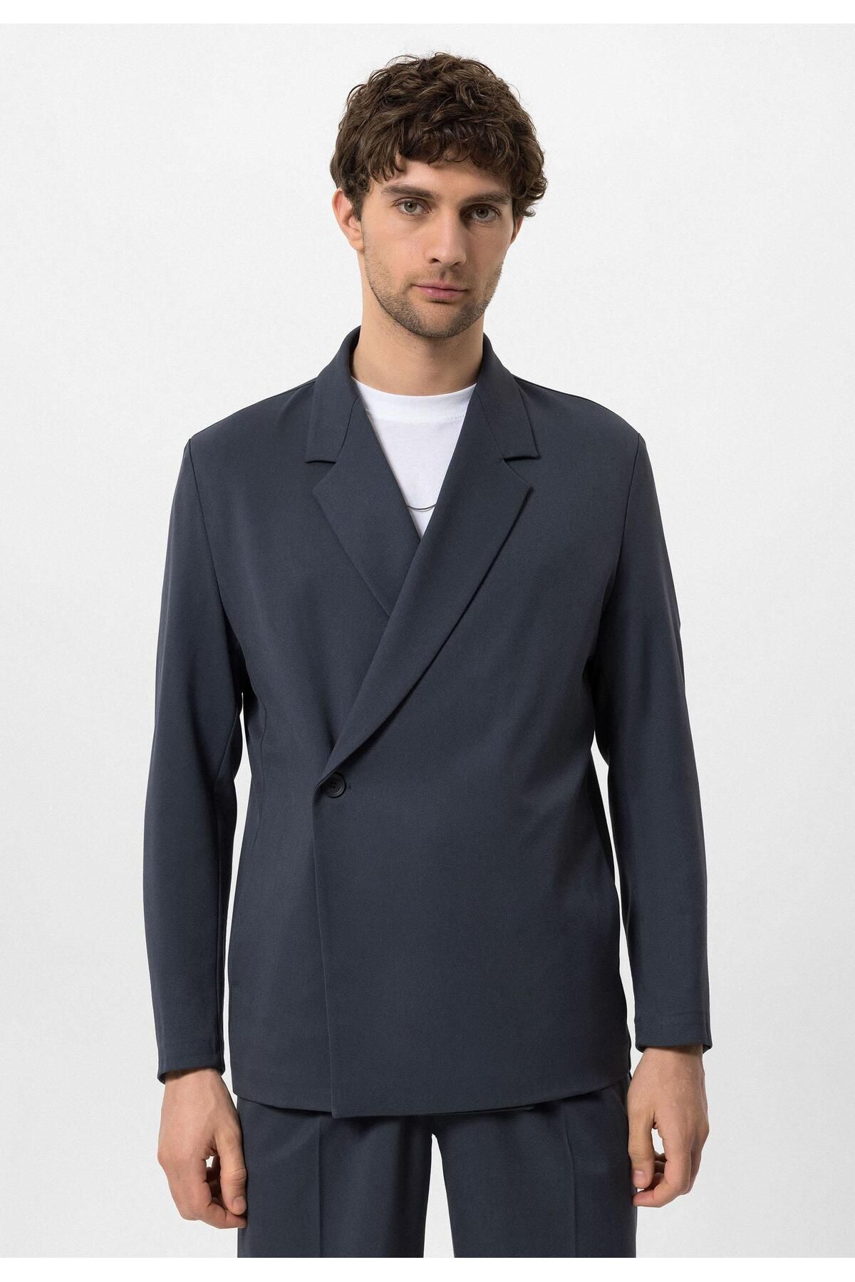 Antioch-Smoked Double Breasted Closure Hidden Pocket Men's Blazer Jacket 3