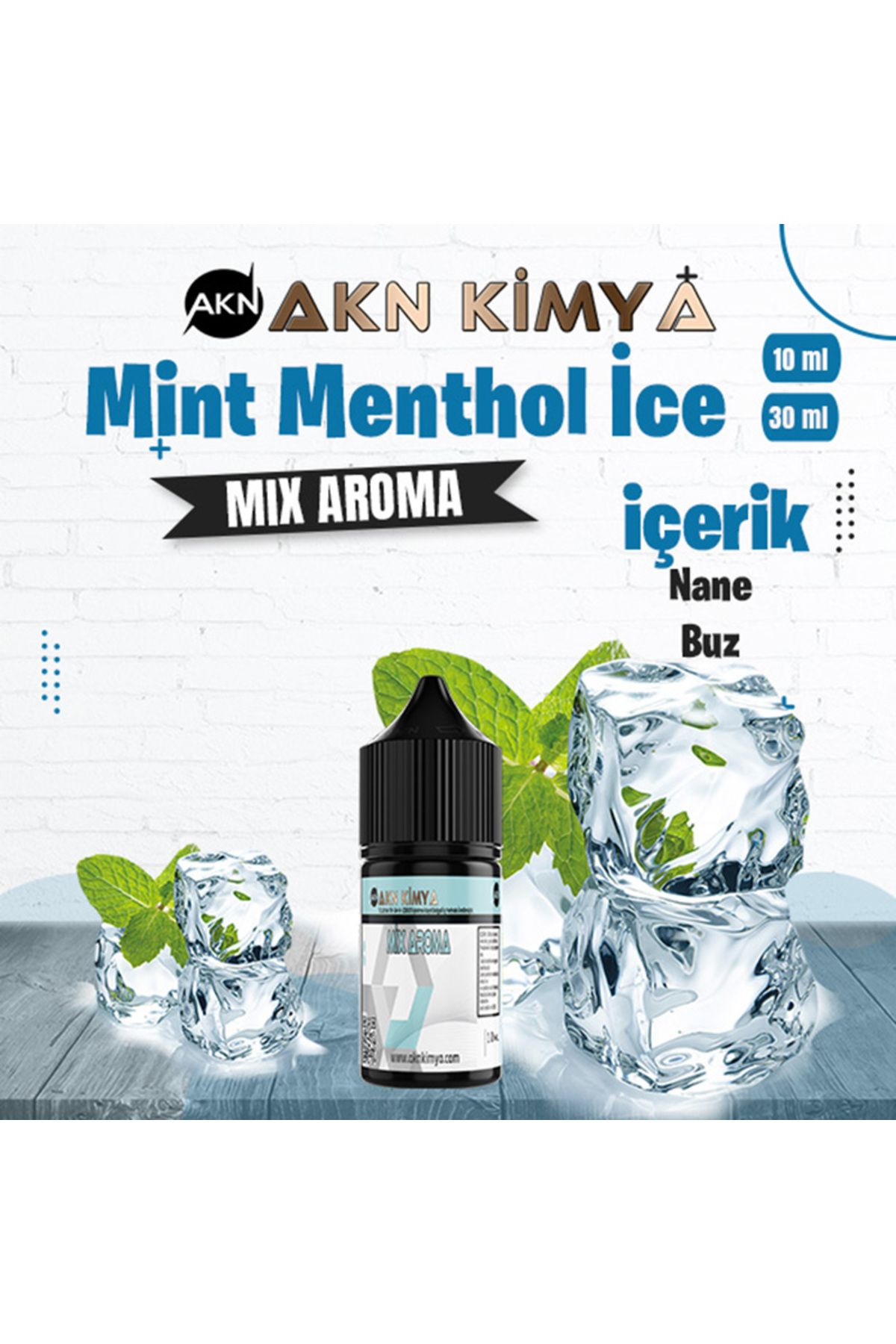 akn kimya Mint Menthol İce Mix Aroma Nane Buz Gıda Aroması 10 ml