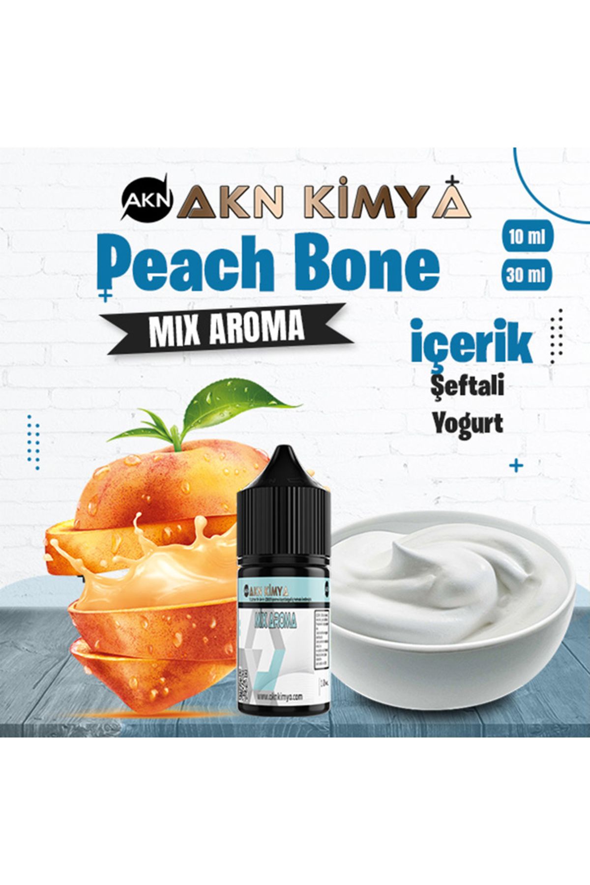 akn kimya Peach Bone Mix Aroma Şeftali Yoğurt Gıda Aroması 10 ml