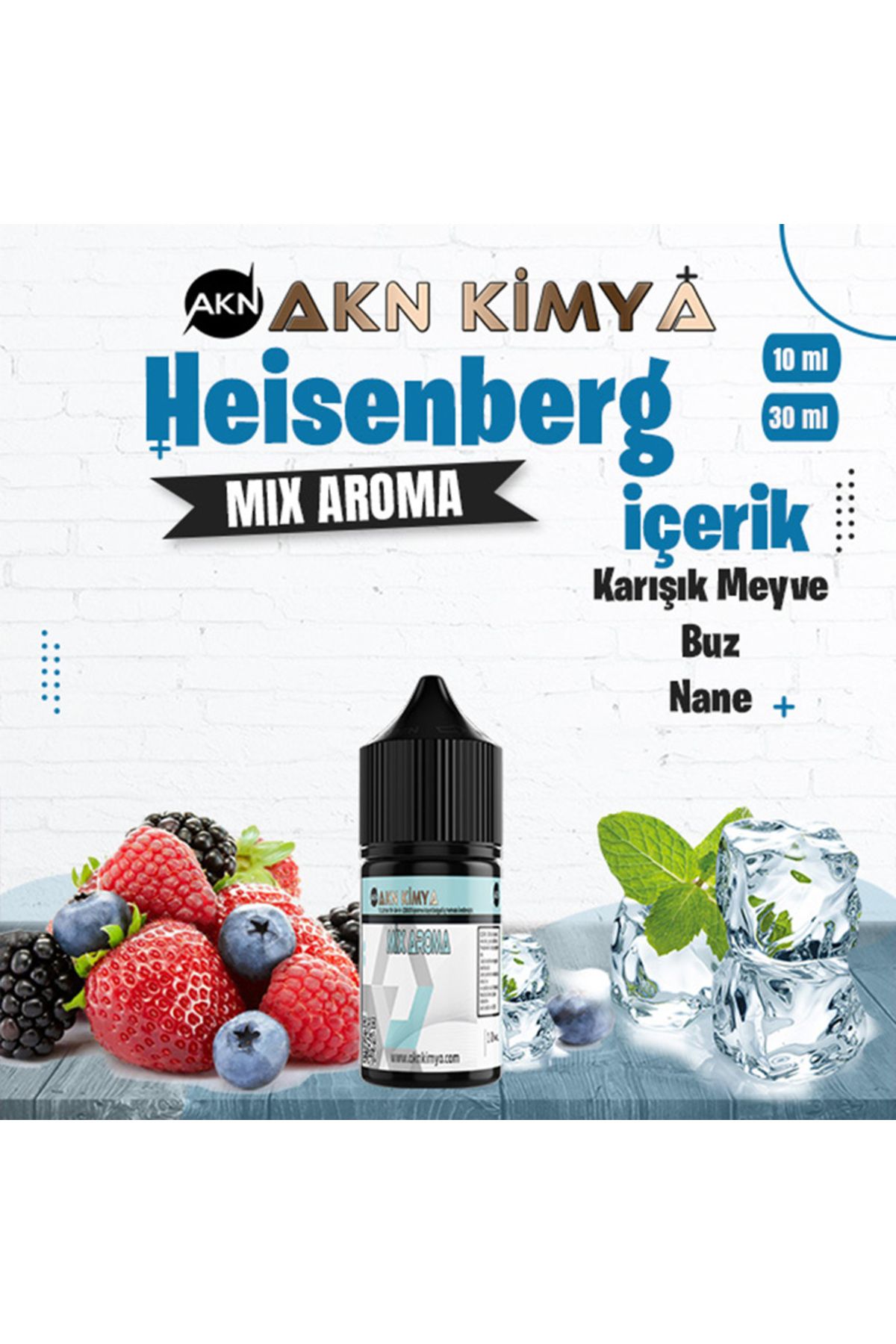 akn kimya Heisenberg Mix Aroma Karışık Meyve Buz Nane Gıda Aroması 10 ml