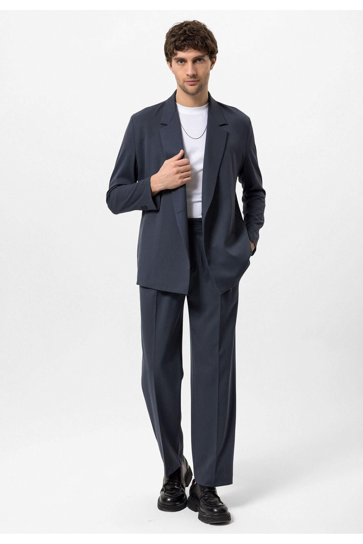 Antioch-Smoked Double Breasted Closure Hidden Pocket Men's Blazer Jacket 2