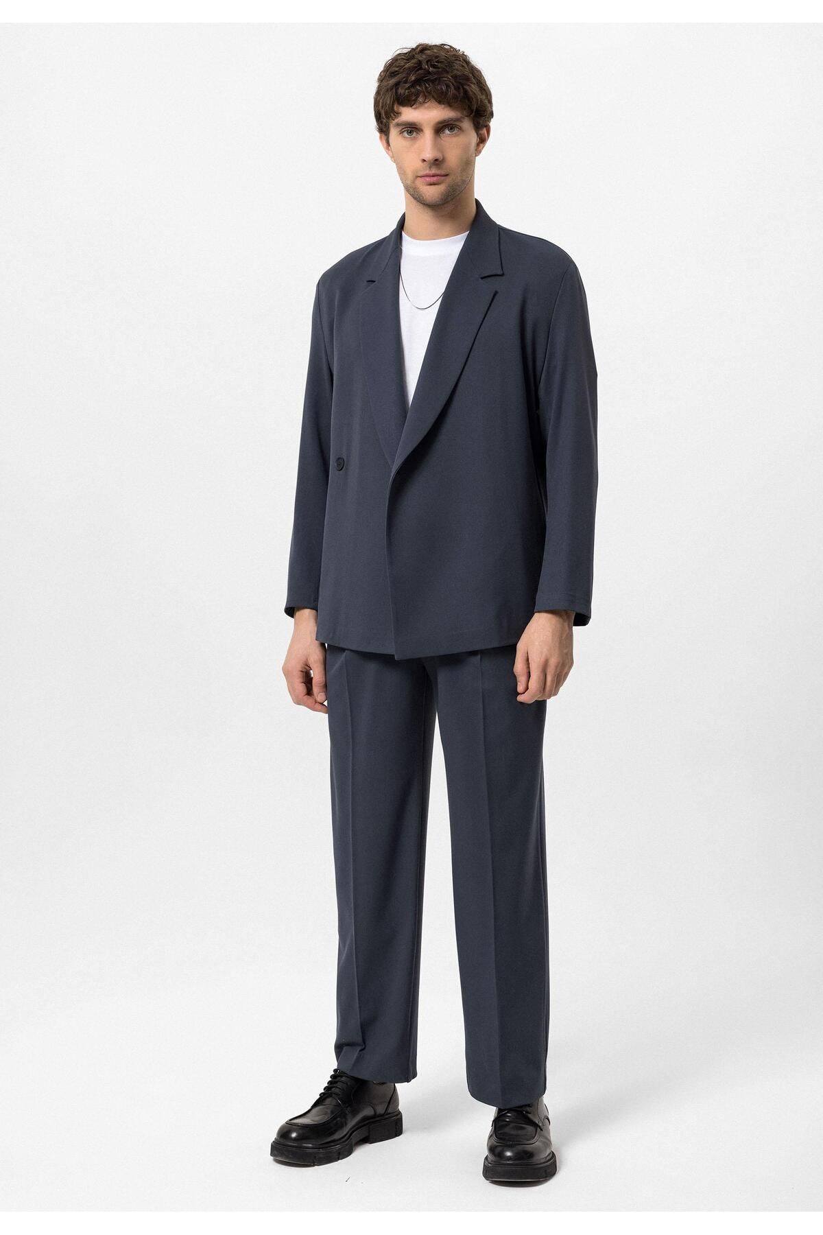 Antioch-Smoked Double Breasted Closure Hidden Pocket Men's Blazer Jacket 5