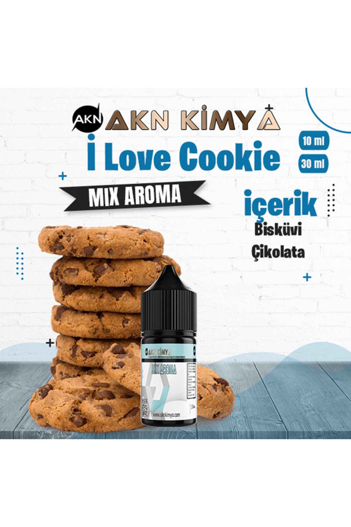 akn kimya İ Love Cookie Mix Aroma Bisküvi Çikolata Gıda Aroması 10 ml