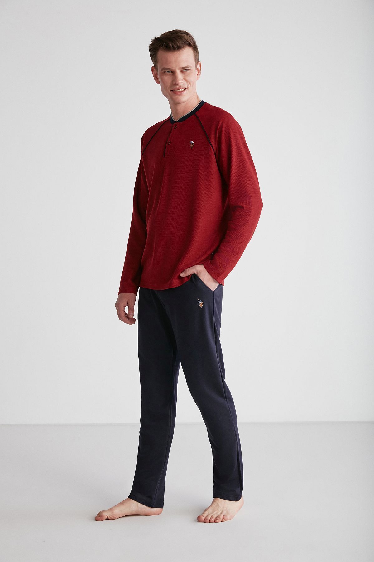 ست پیژامه چند رنگ مردانه پایه. POLO ASSN. لباس خواب بورگوندی 024K.1ZE8.T.7.A3GR4P U.S. Polo Assn.