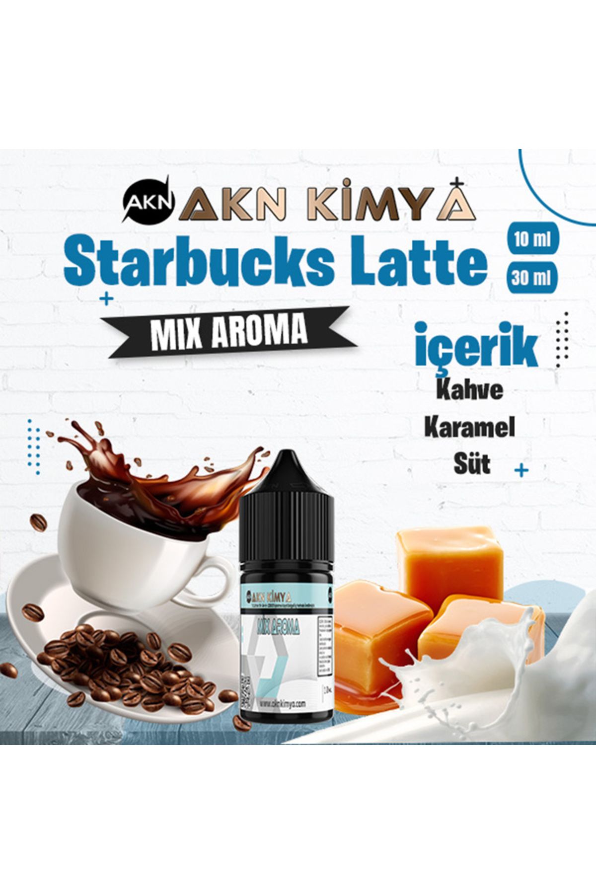 akn kimya Starbucks Latte Mix Aroma Kahve Karamel Süt Gıda Aroması 10 ml